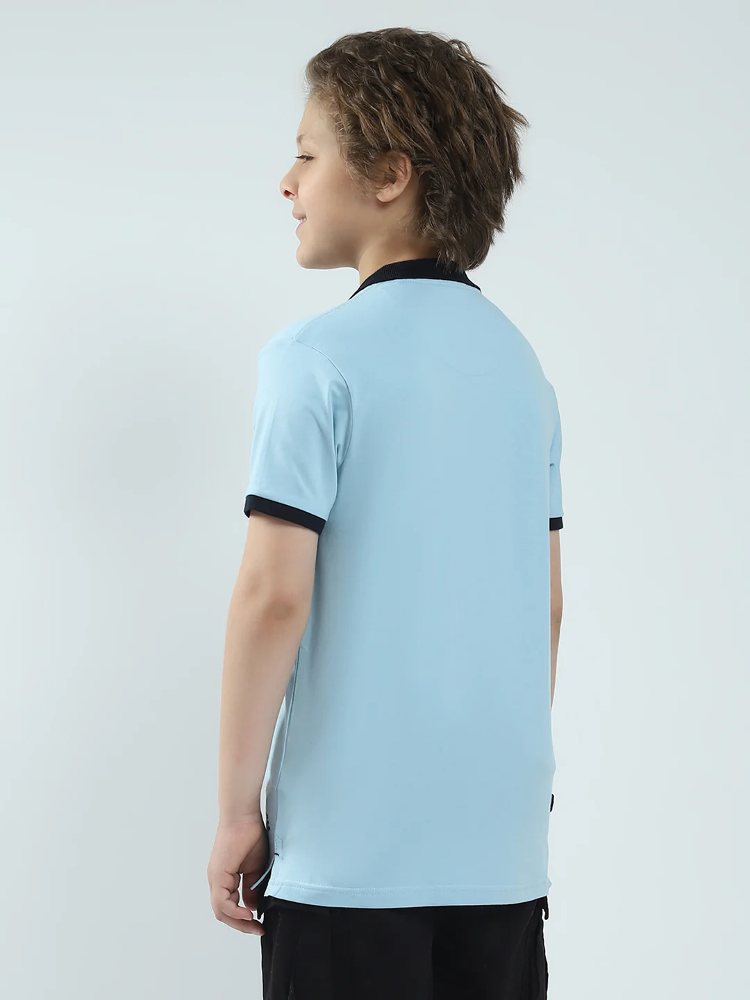 Boys Blue Printed Collar Half Sleeve T-Shirt - Image 5