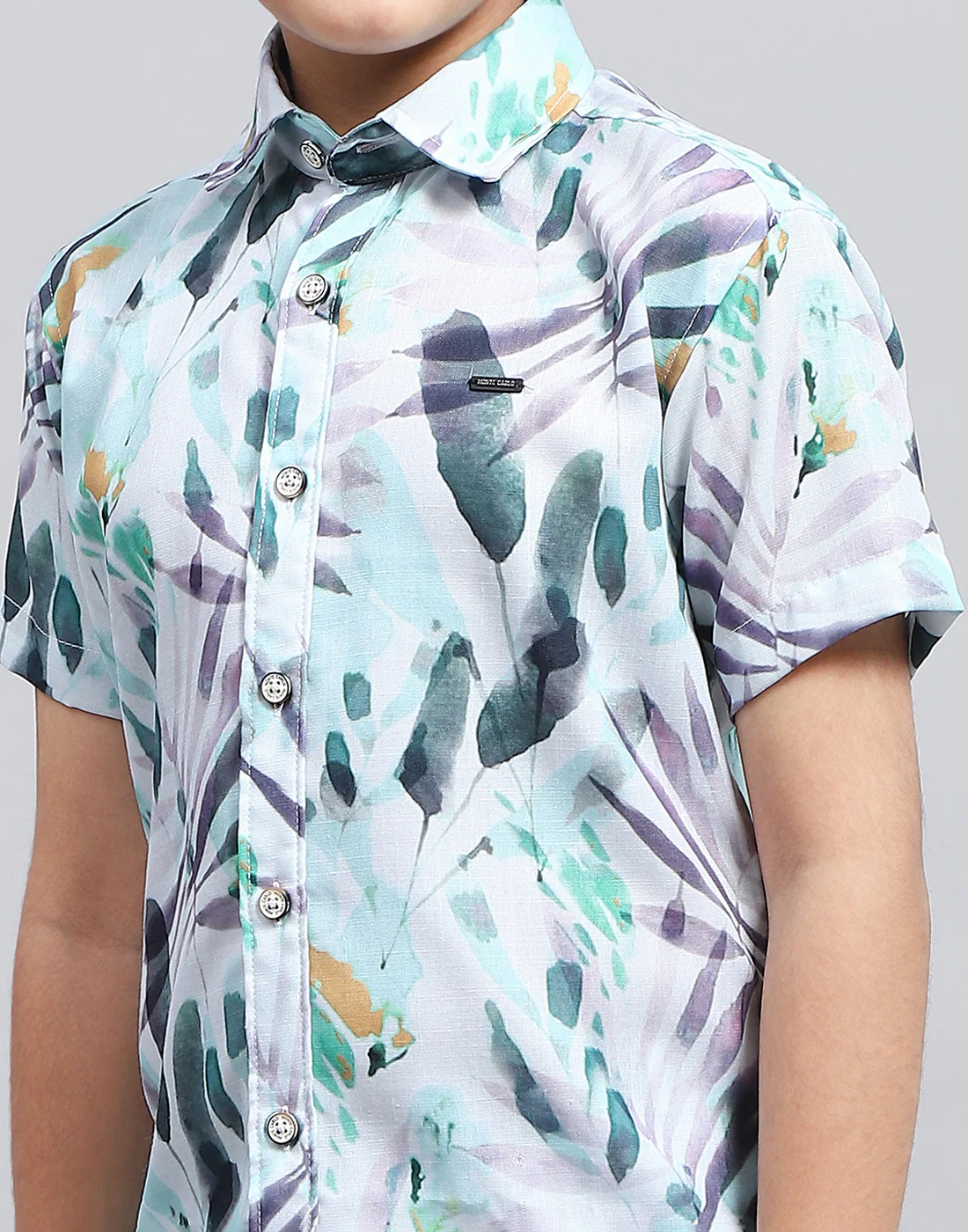 Boys Blue Printed Collar Neck Half Sleeve Bermuda Set - Image 6