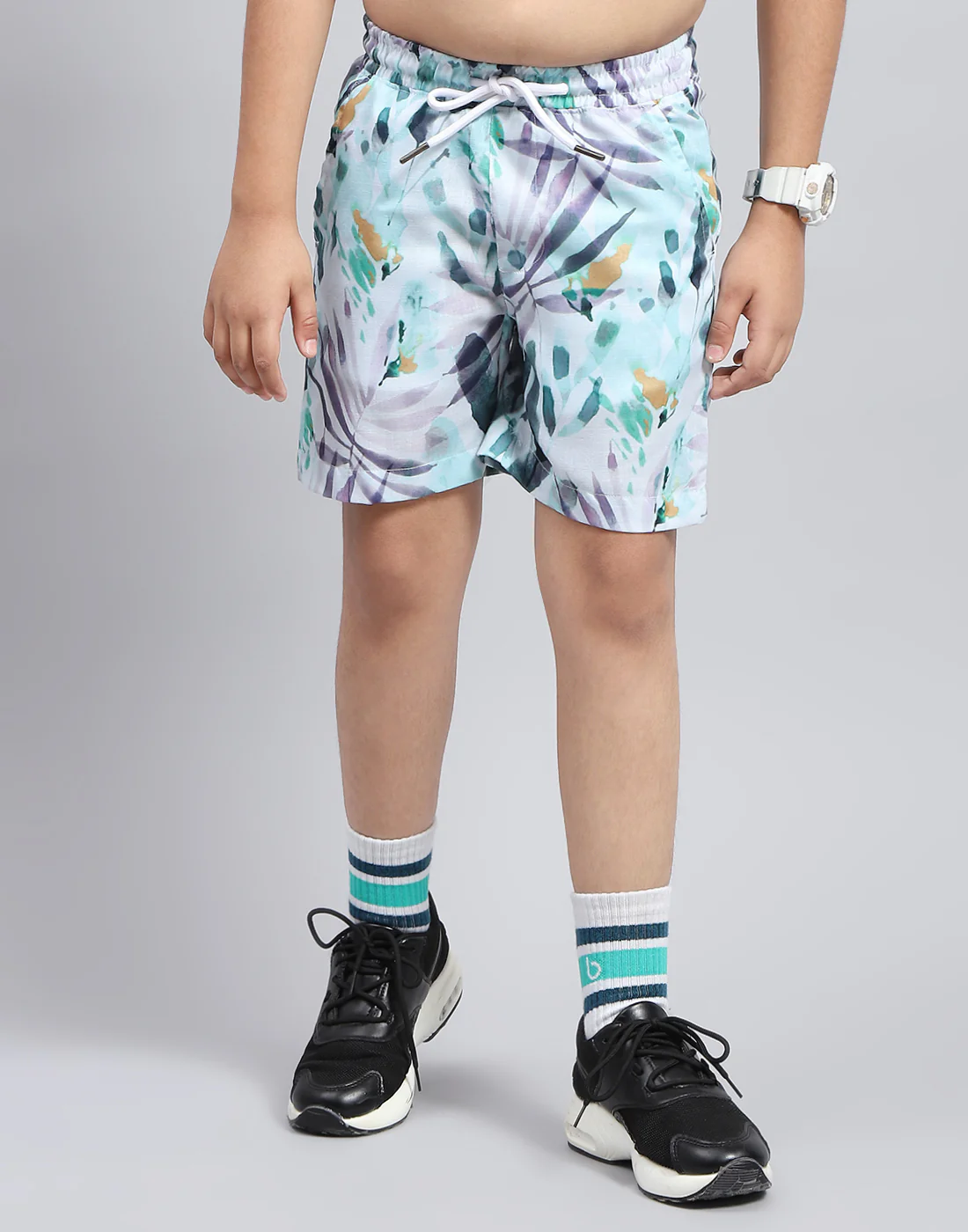 Boys Blue Printed Collar Neck Half Sleeve Bermuda Set - Image 8