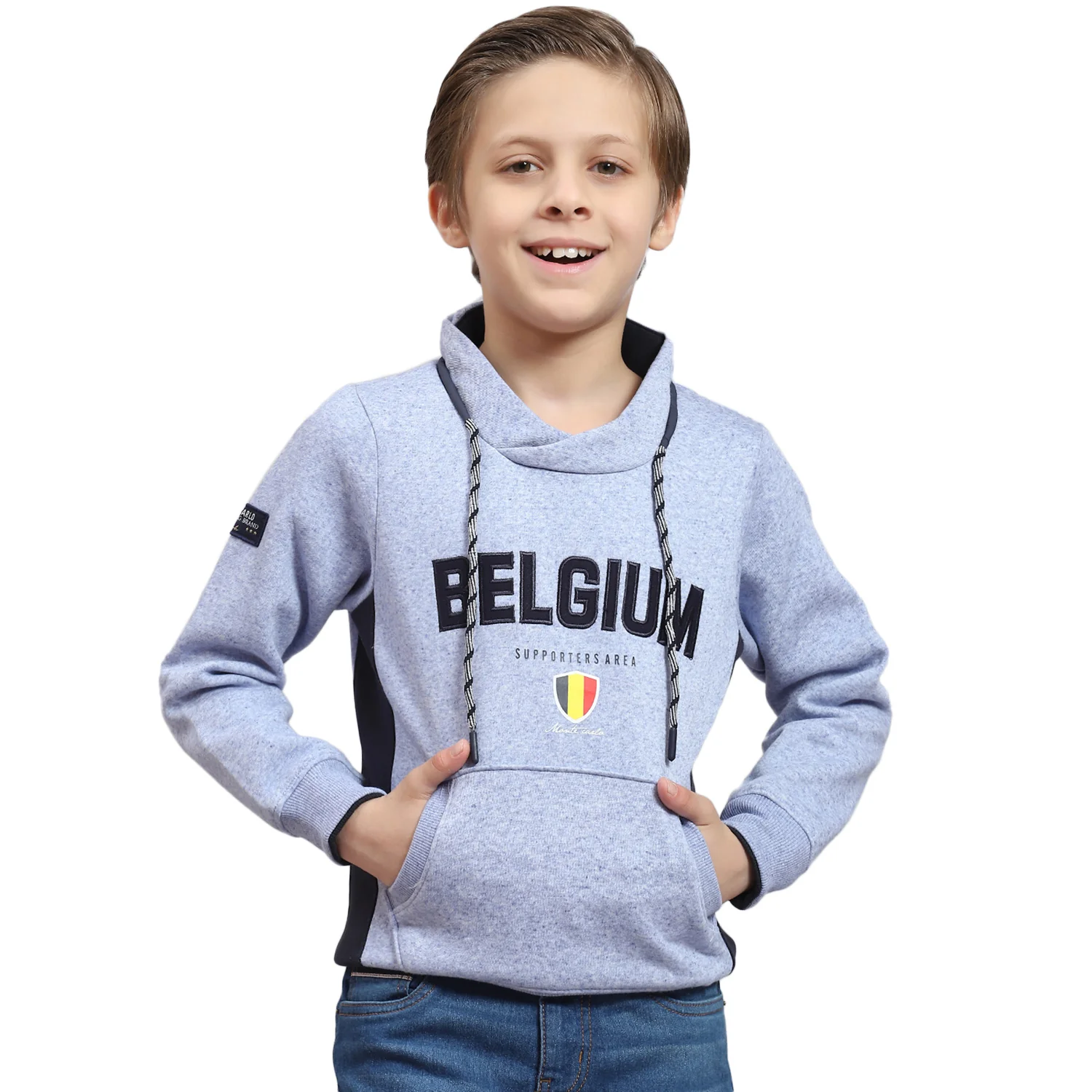 Boys Blue Printed F Neck Full Sleeve Sweatshirt - Image 5