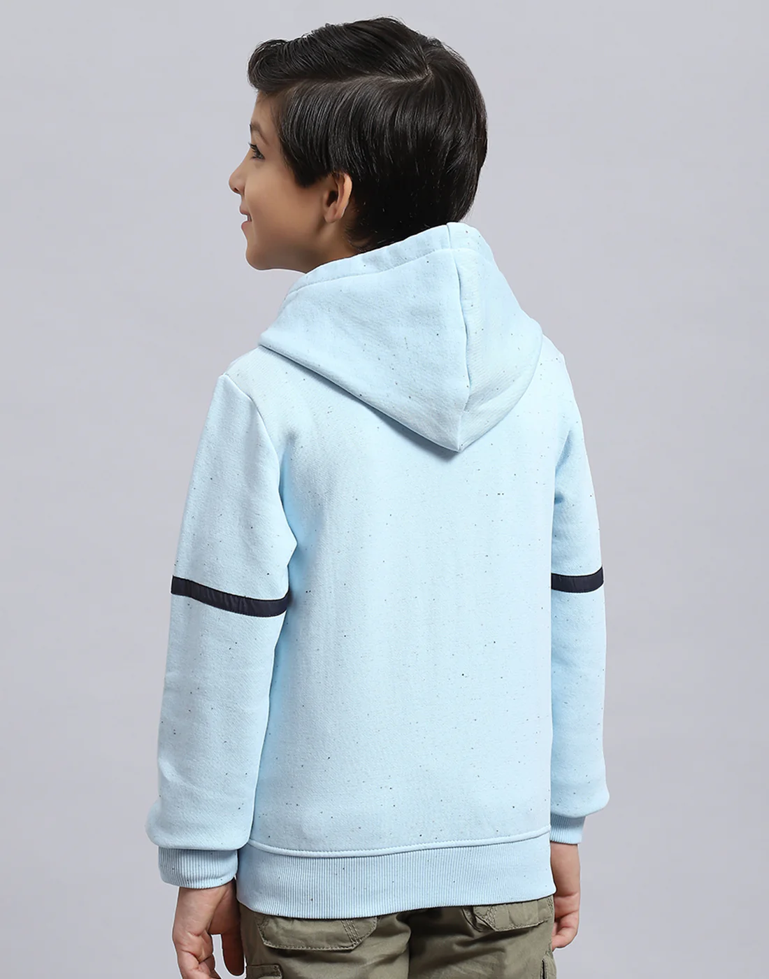 Boys Blue Printed Hooded Full Sleeve Sweatshirt - Image 6
