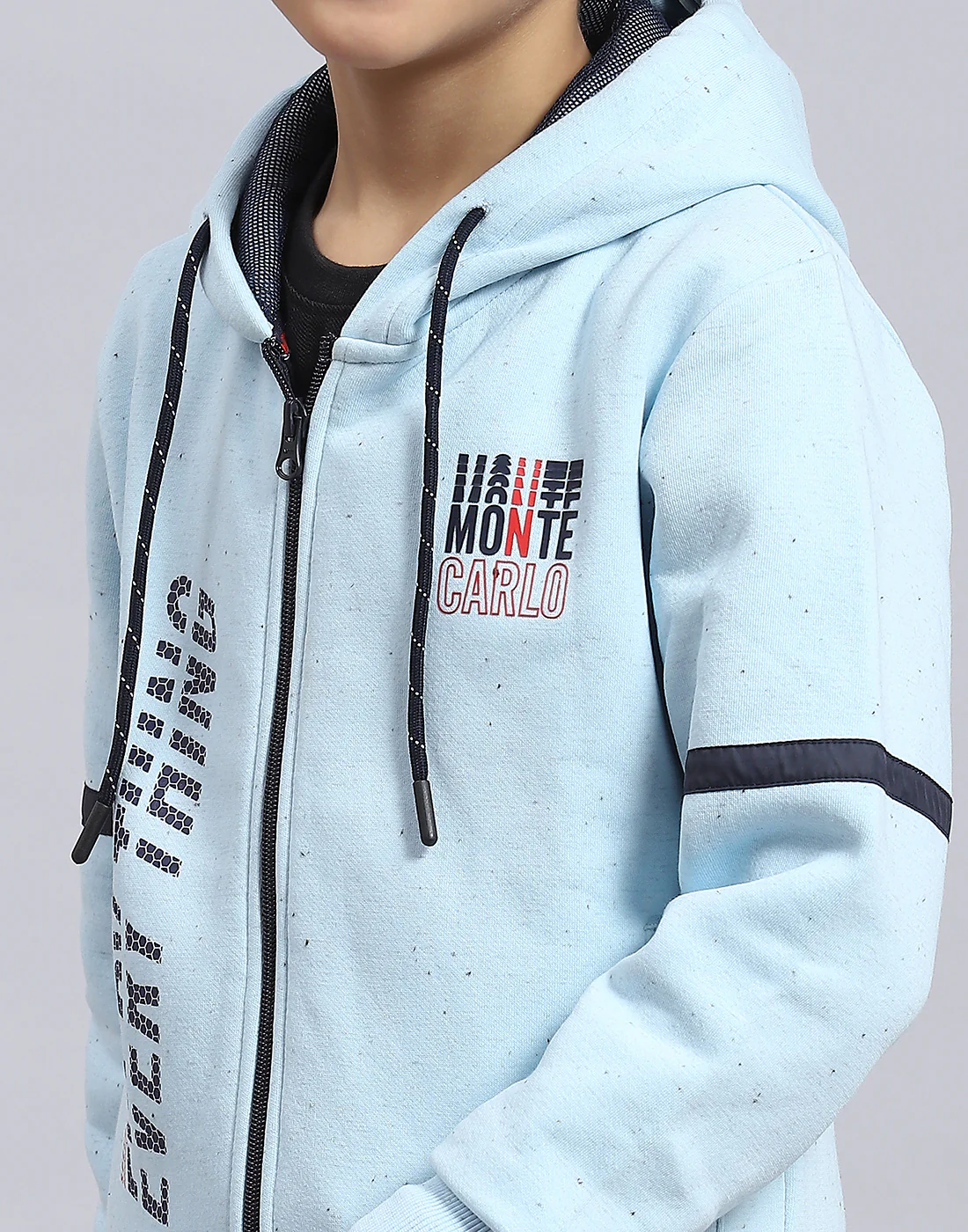 Boys Blue Printed Hooded Full Sleeve Sweatshirt - Image 7