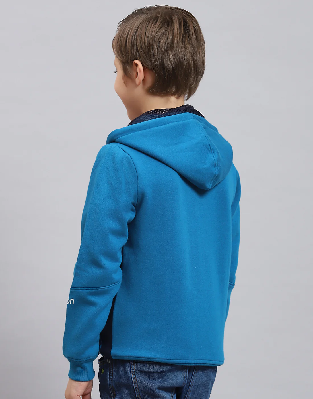 Boys Blue Printed Hooded Full Sleeve Sweatshirt - Image 6