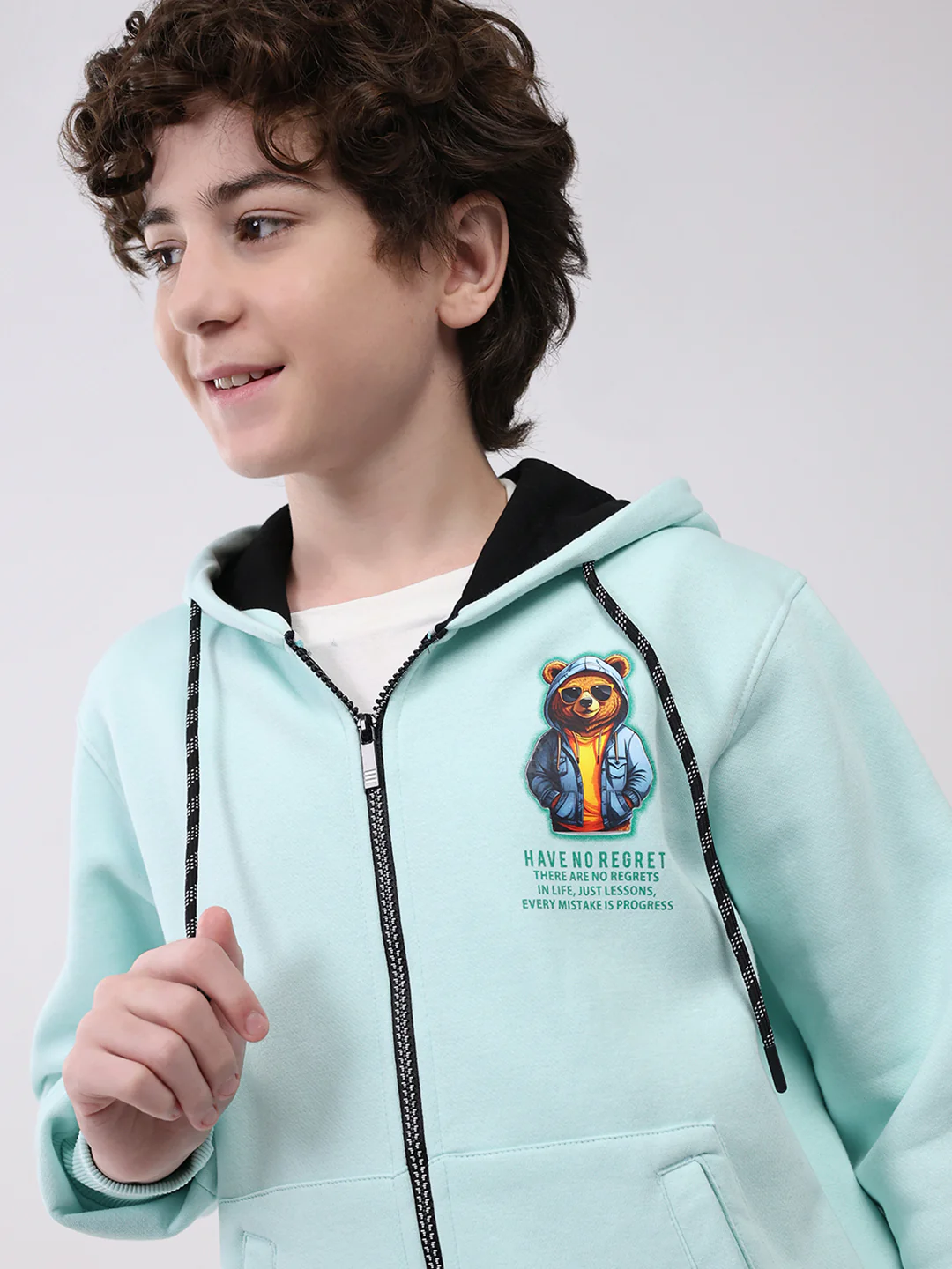 Boys Blue Printed Hooded Full Sleeve Sweatshirt - Image 7