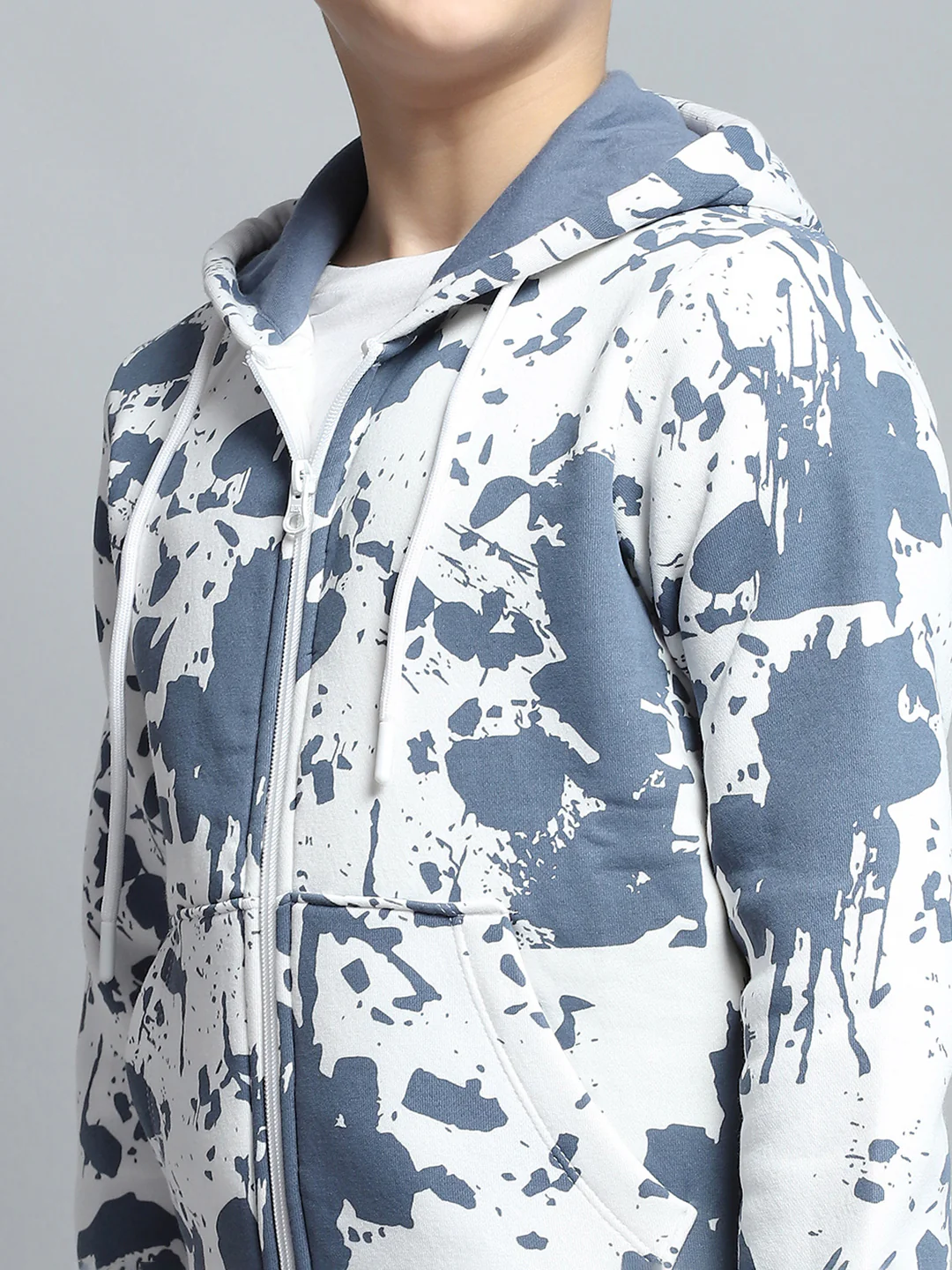 Boys Blue Printed Hooded Full Sleeve Tracksuit - Image 7