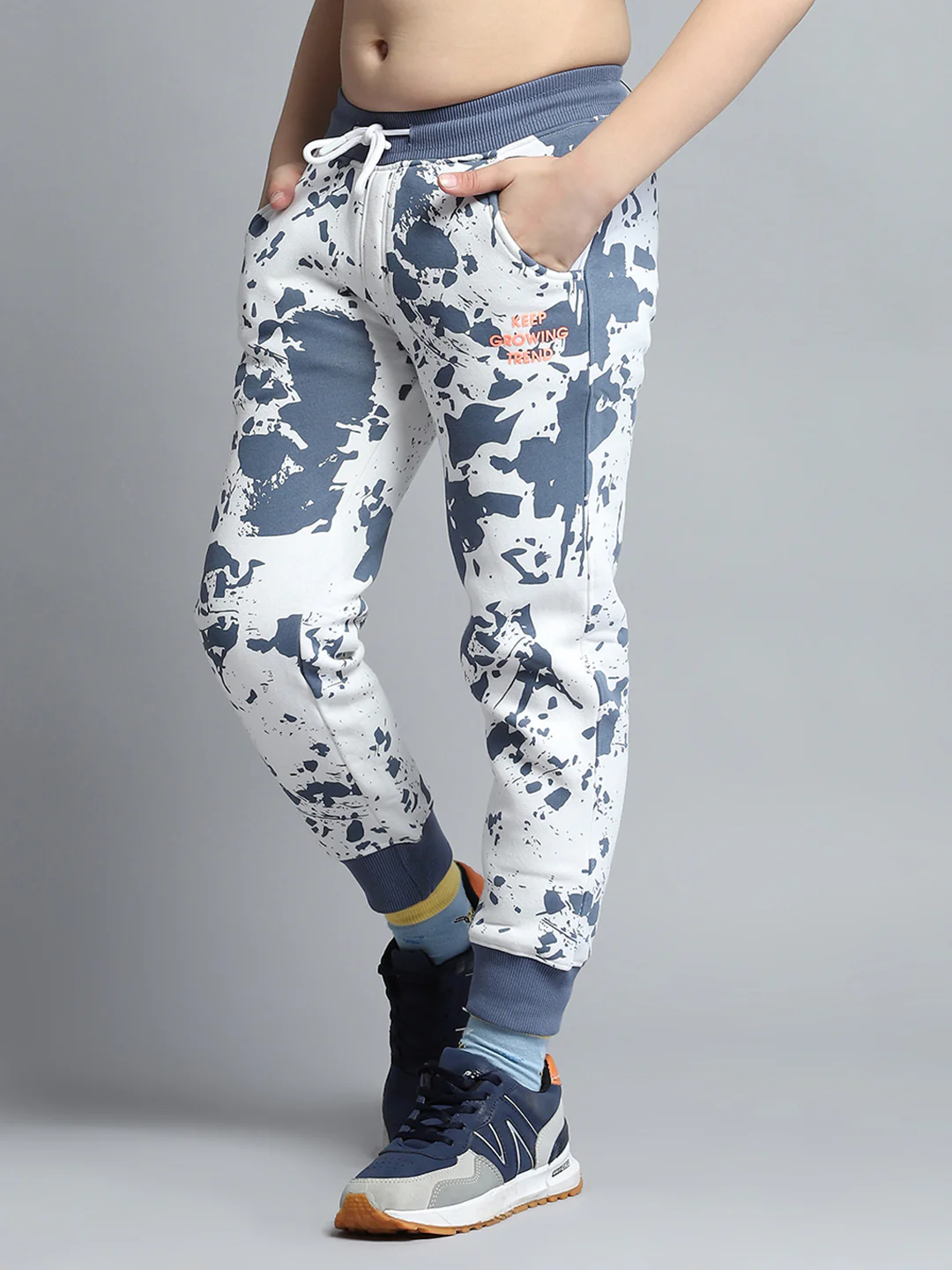 Boys Blue Printed Hooded Full Sleeve Tracksuit - Image 8