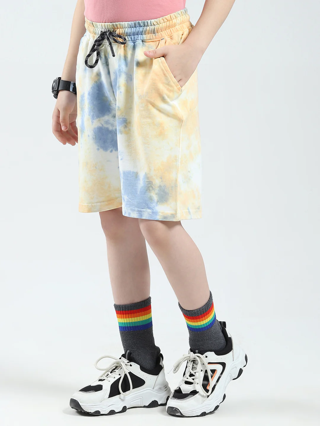 Boys Blue Printed Regular Fit Bermuda - Image 3