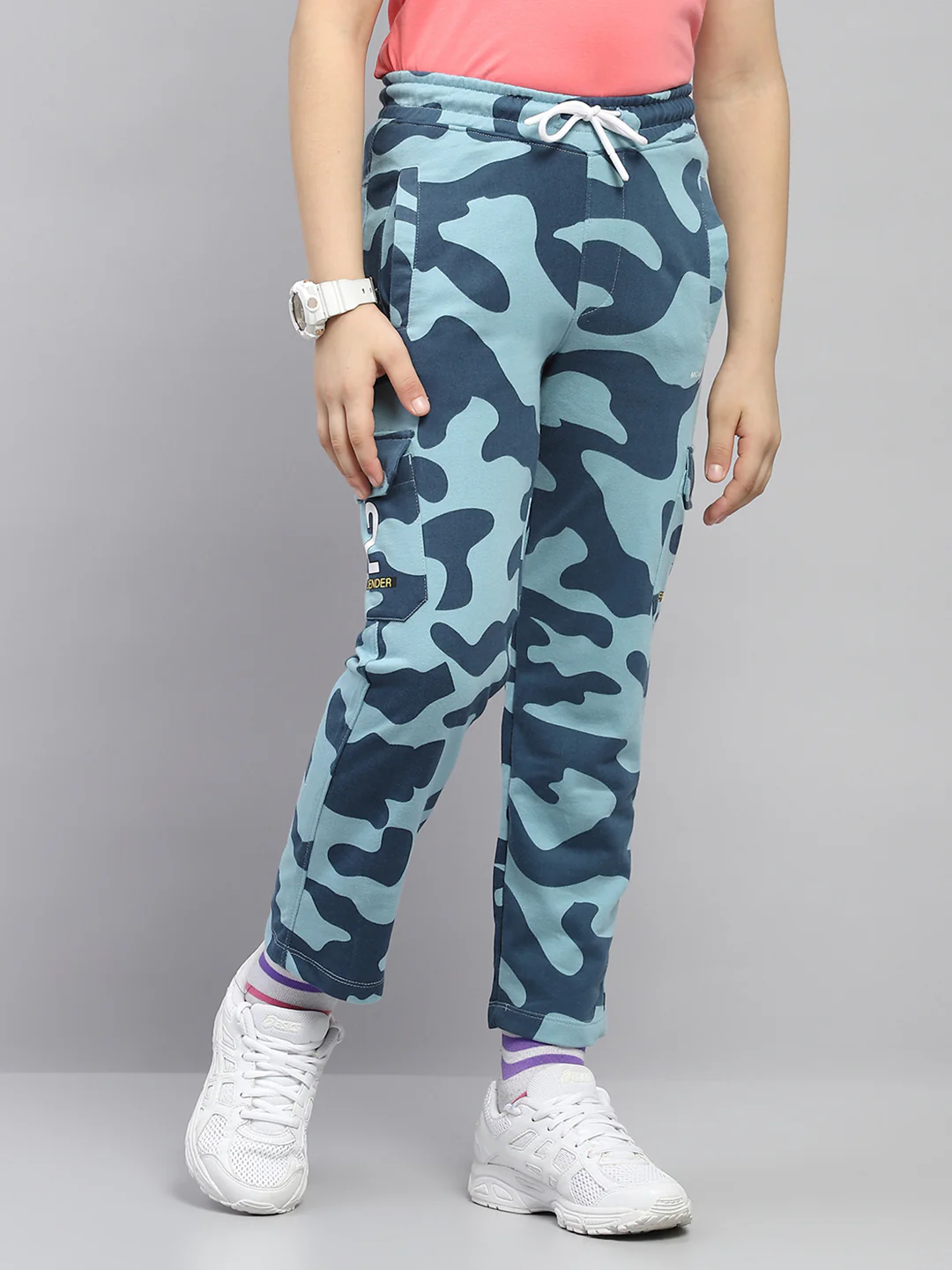 Boys Blue Printed Regular Fit Lower - Image 4
