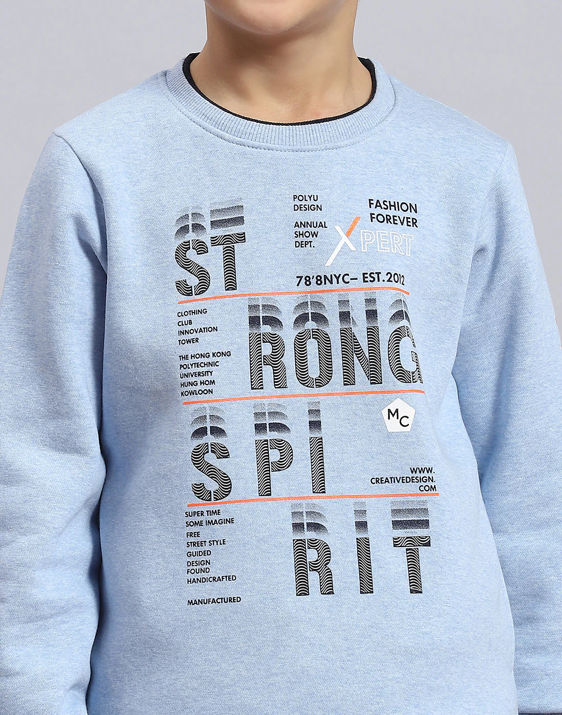 Boys Blue Printed Round Neck Full Sleeve Sweatshirt - Image 7