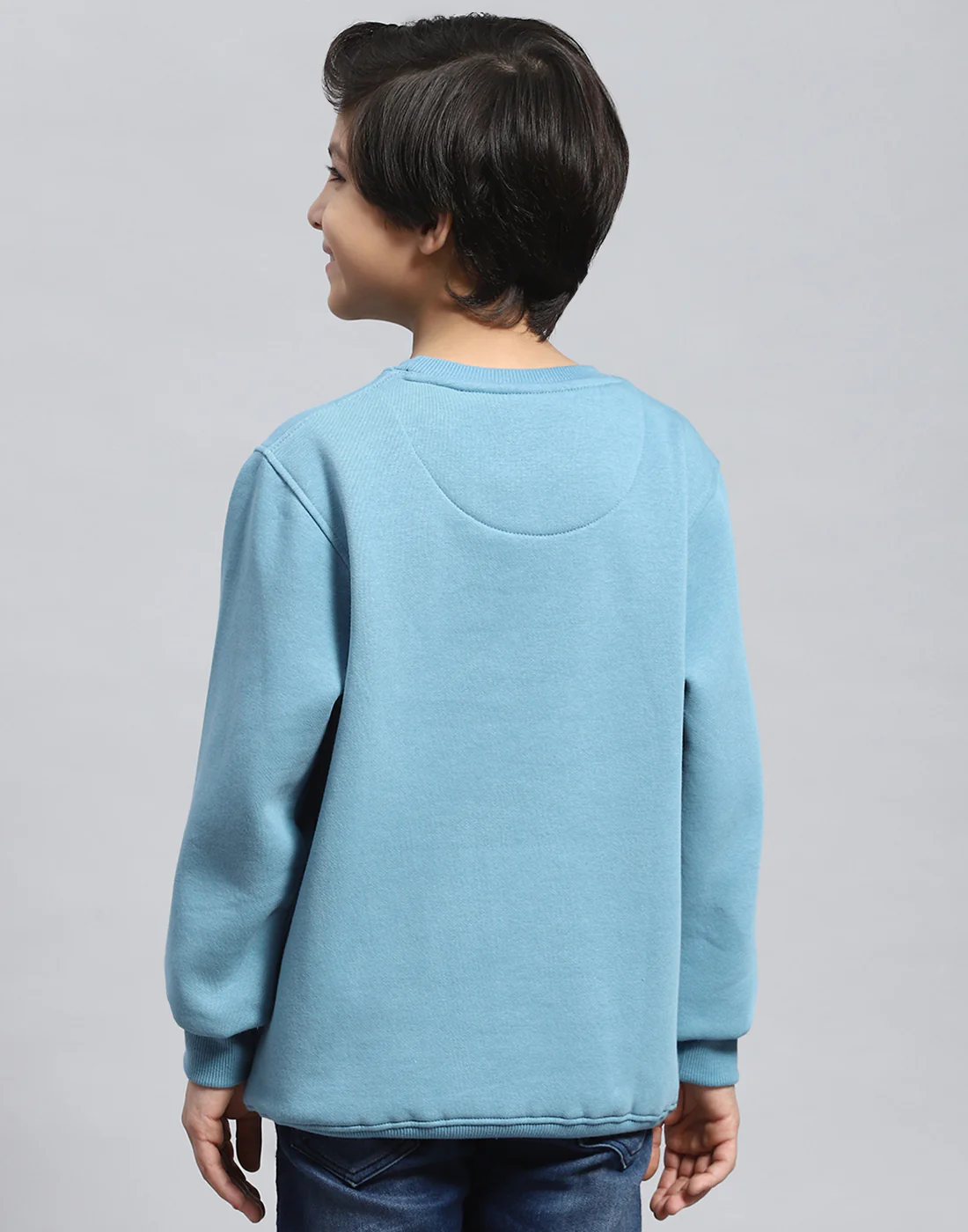 Boys Blue Printed Round Neck Full Sleeve Sweatshirt - Image 5