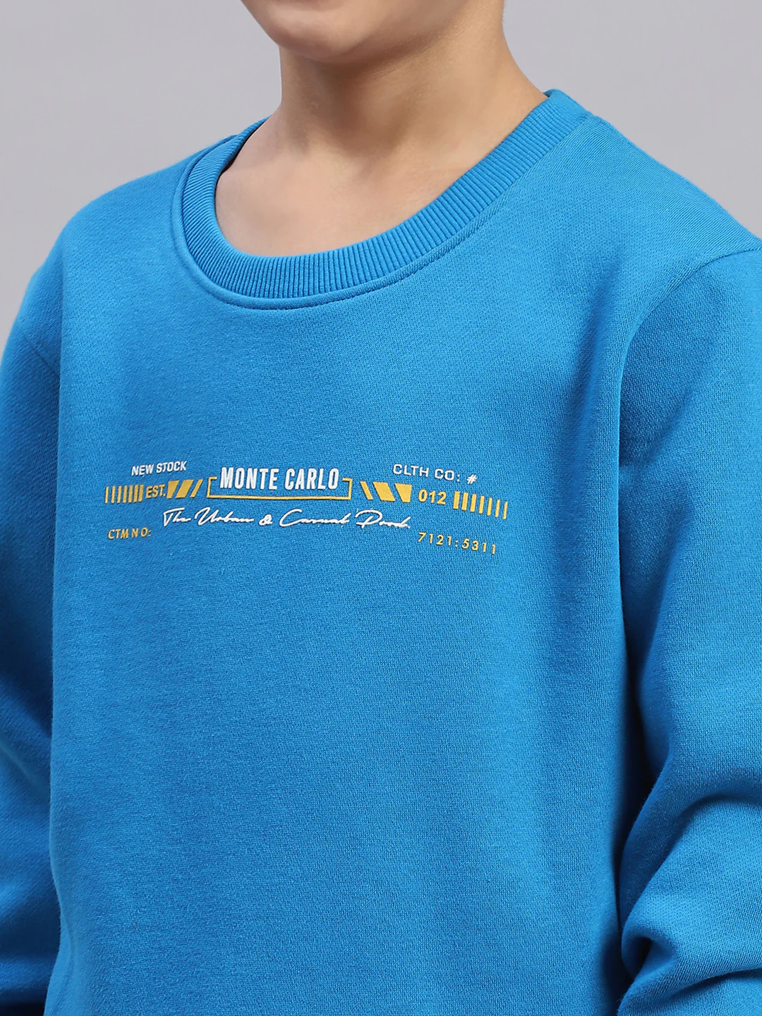 Boys Blue Printed Round Neck Full Sleeve Sweatshirt - Image 6