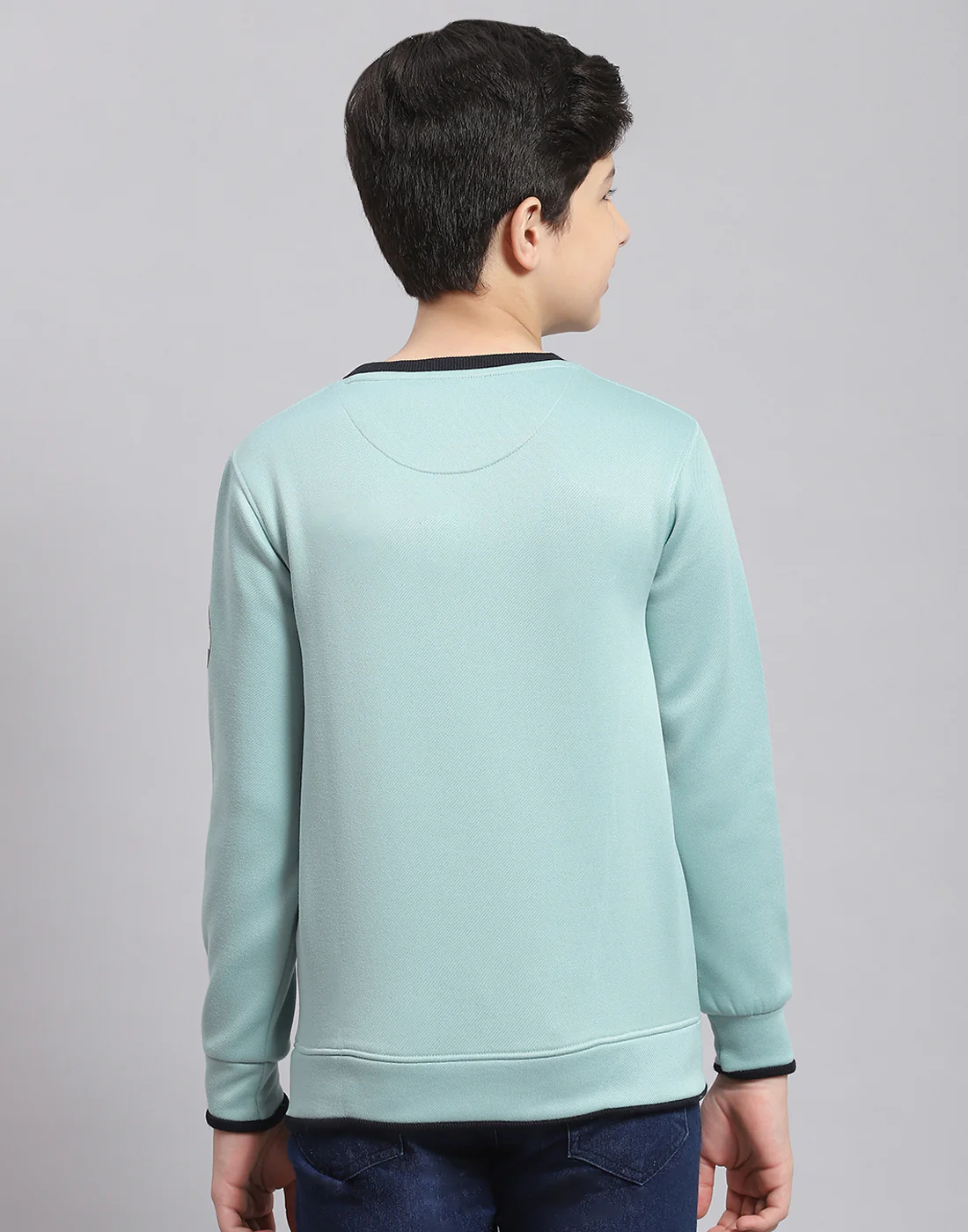 Boys Blue Printed Round Neck Full Sleeve Sweatshirt - Image 5
