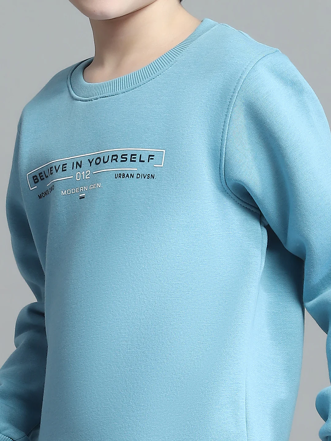 Boys Blue Printed Round Neck Full Sleeve Sweatshirt - Image 6