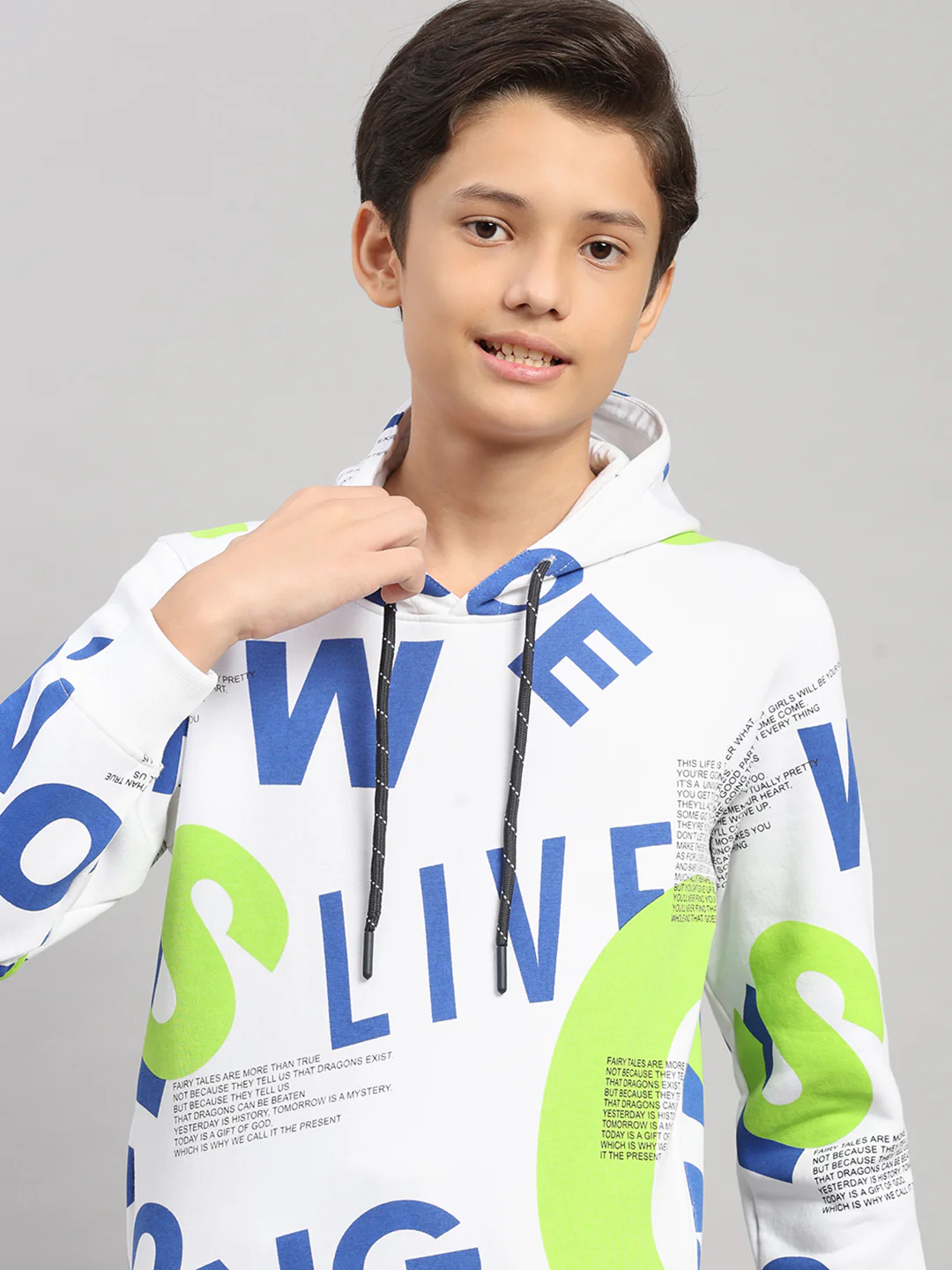 Boys Blue Printed Round Neck Full Sleeve Sweatshirt - Image 6