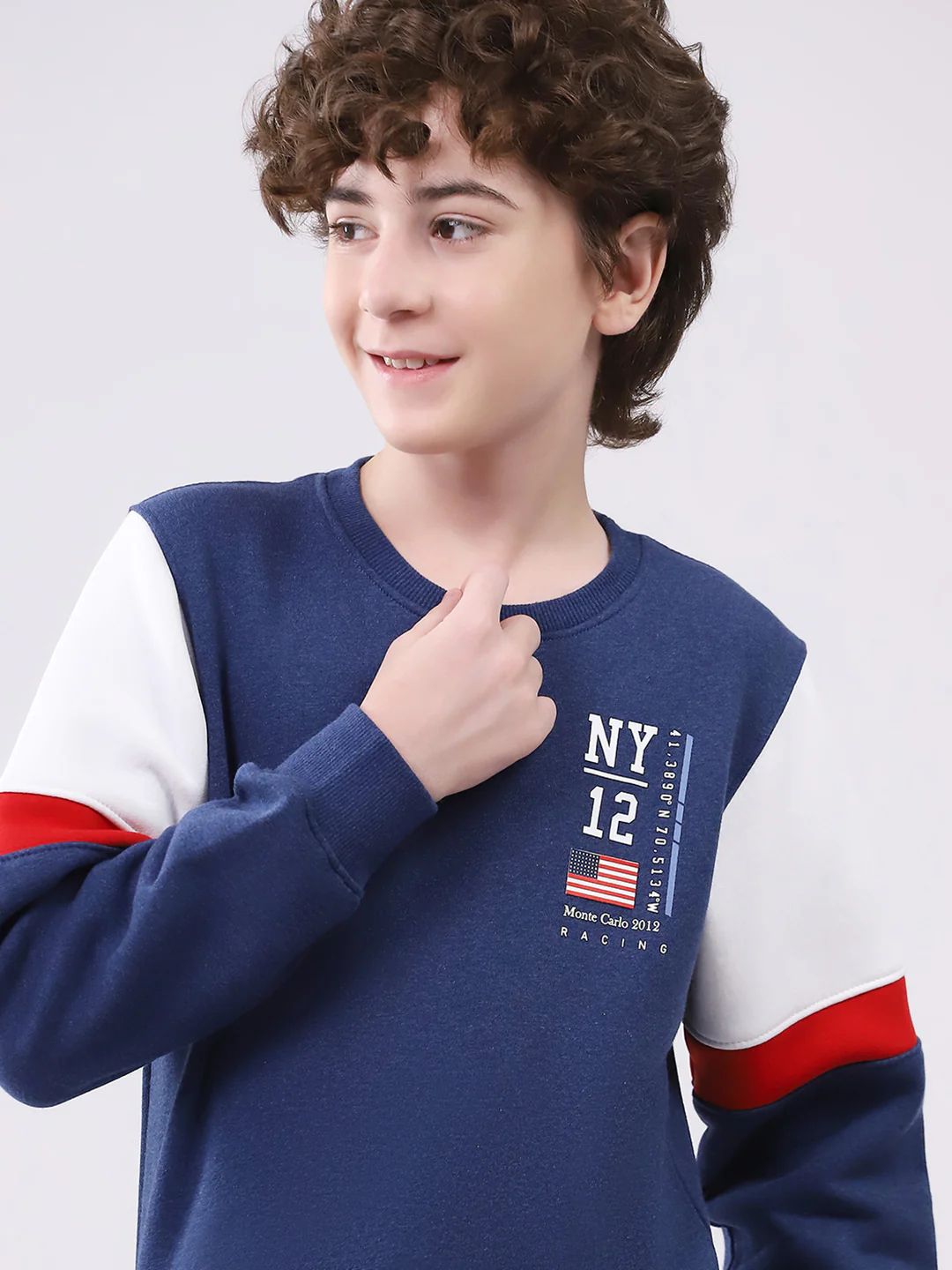 Boys Blue Printed Round Neck Full Sleeve Winter Tracksuit - Image 8