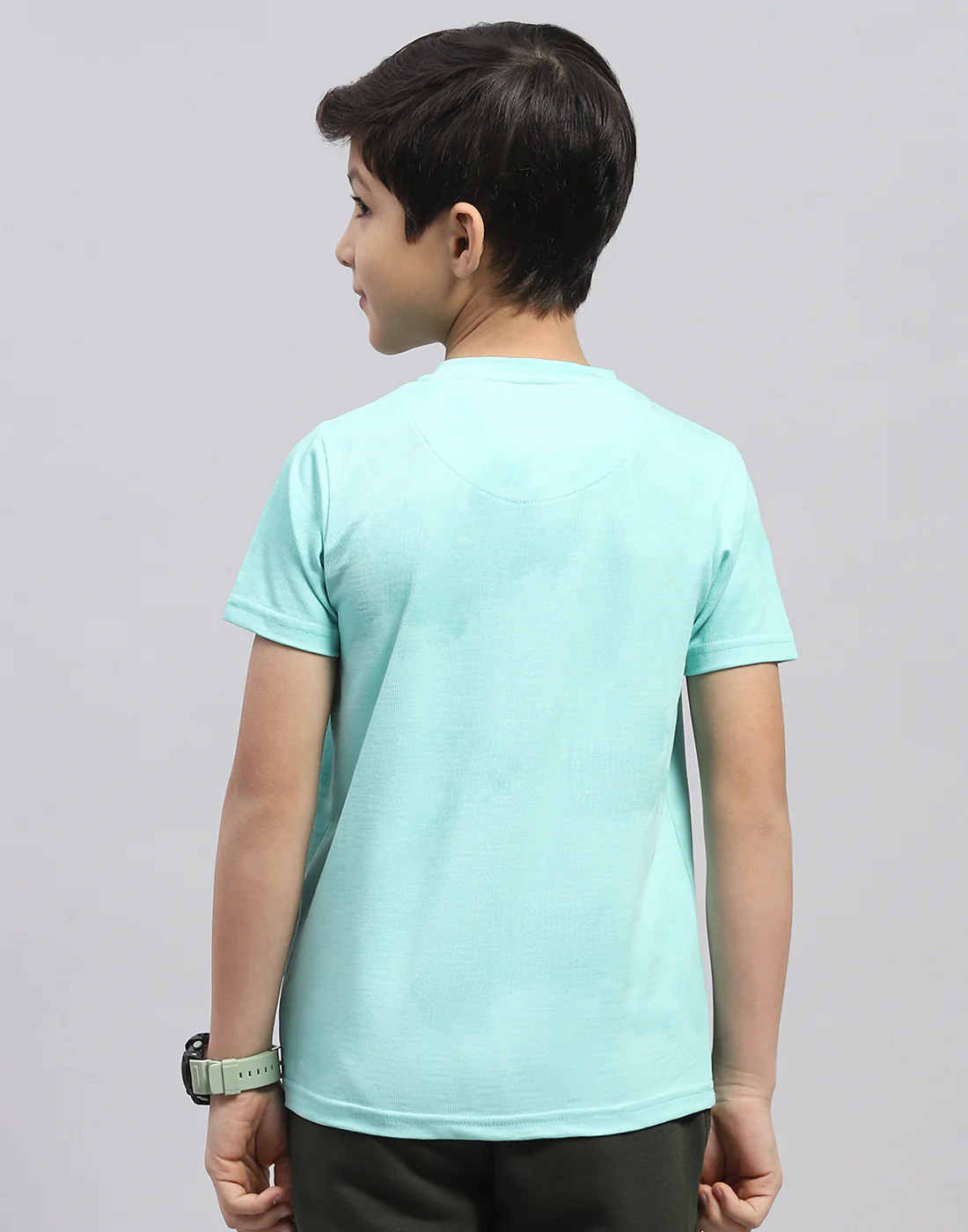 Boys Blue Printed Round Neck Half Sleeve T-Shirt - Image 5