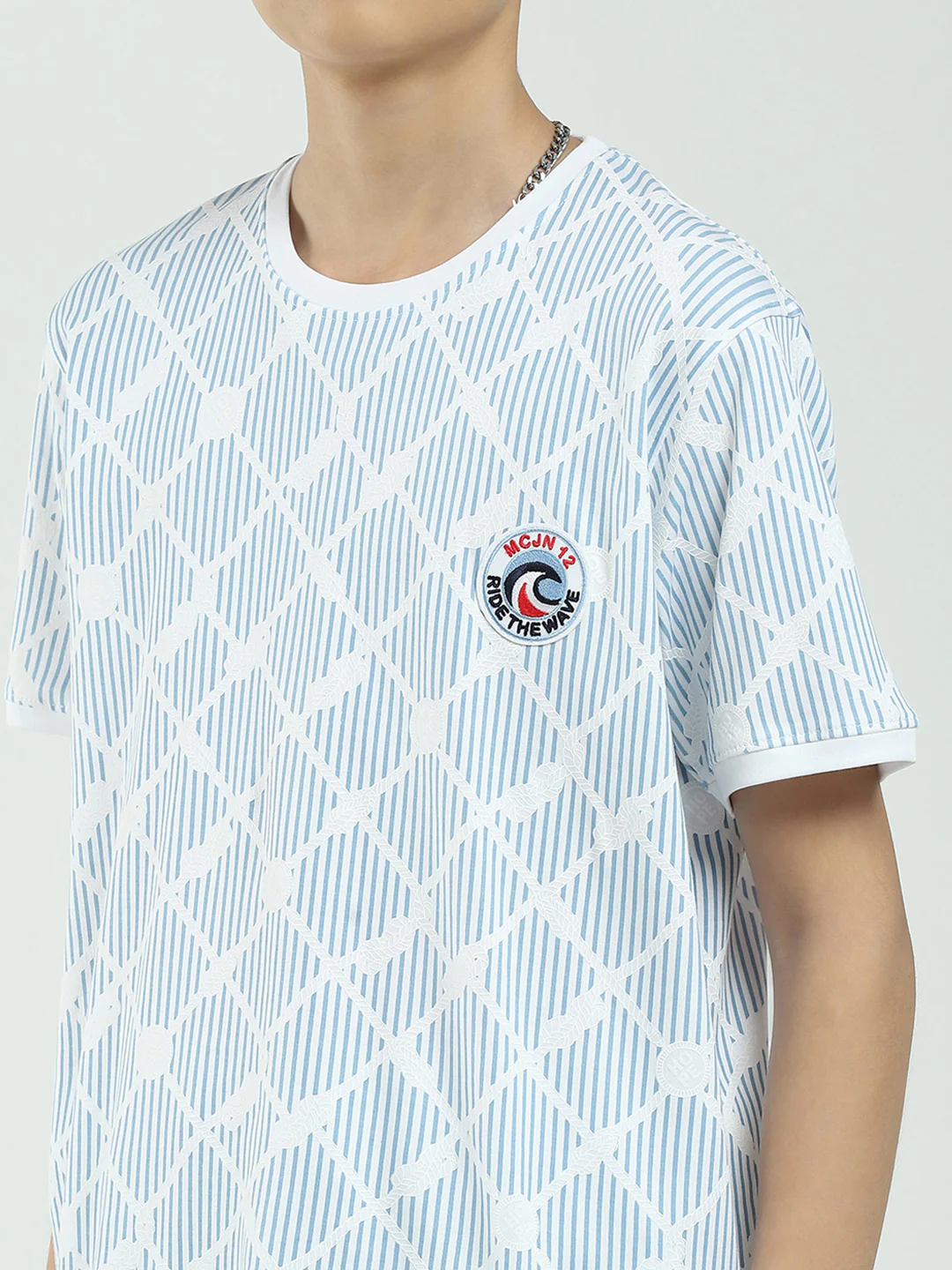 Boys Blue Printed Round Neck Half Sleeve Bermuda Set - Image 8