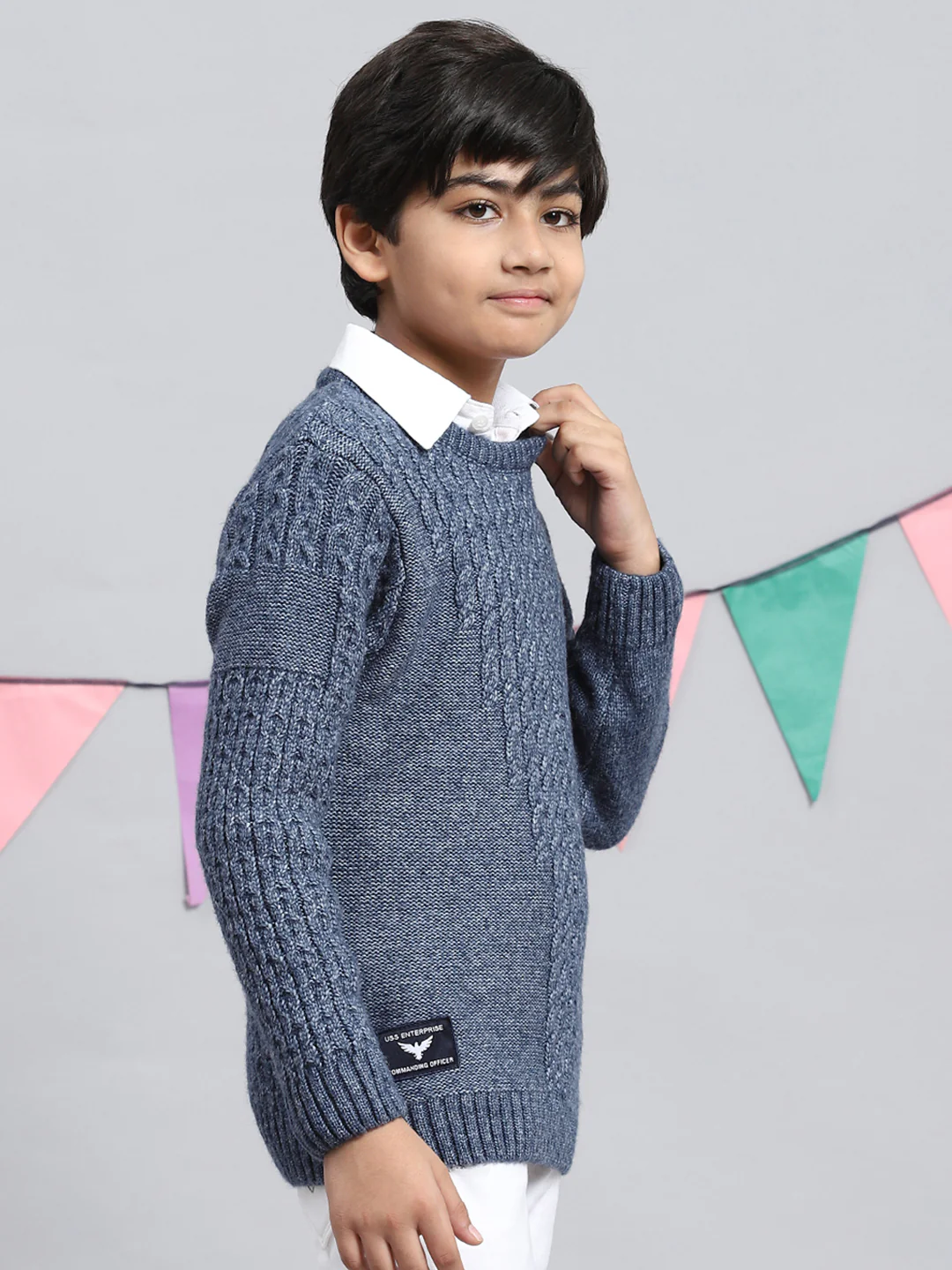 Boys Blue Self Pullover - Image 2
