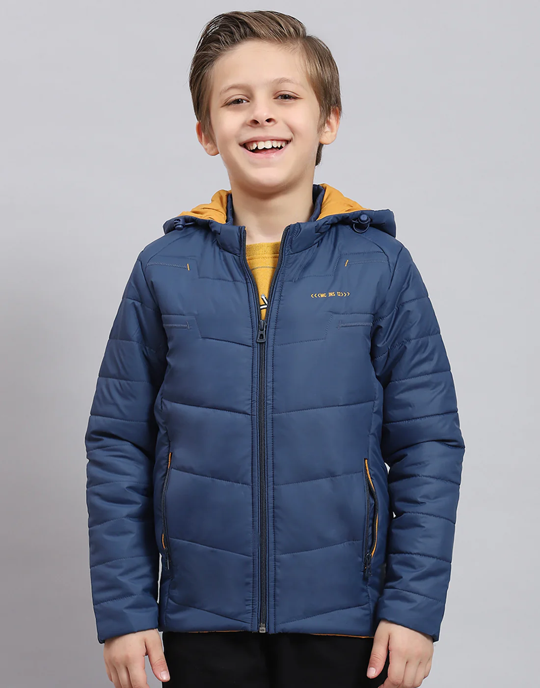 Boys Blue Solid Hooded Full Sleeve Boys Jacket - Image 2