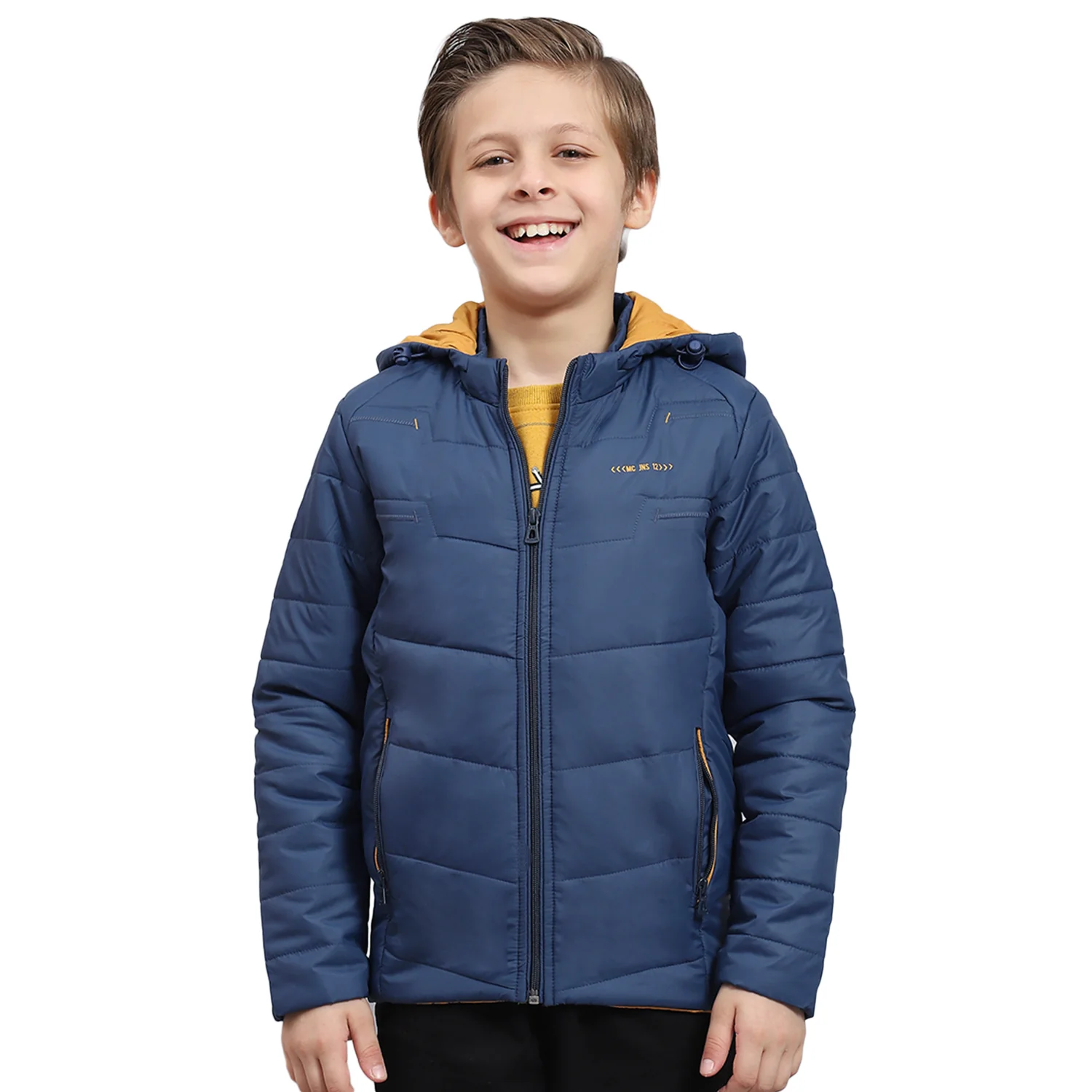 Boys Blue Solid Hooded Full Sleeve Boys Jacket - Image 5