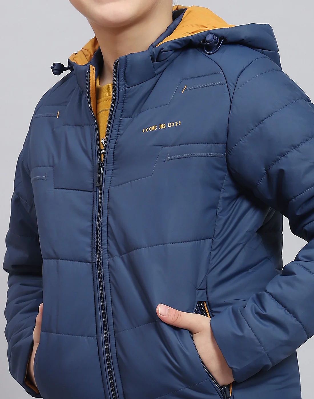 Boys Blue Solid Hooded Full Sleeve Boys Jacket - Image 7