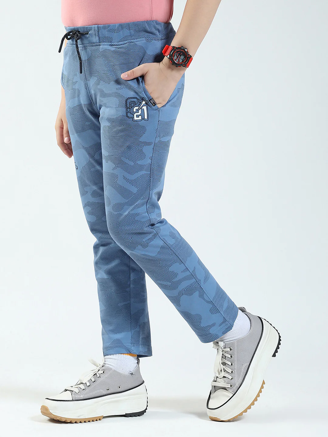 Boys Blue Solid Regular Fit Lower - Image 3