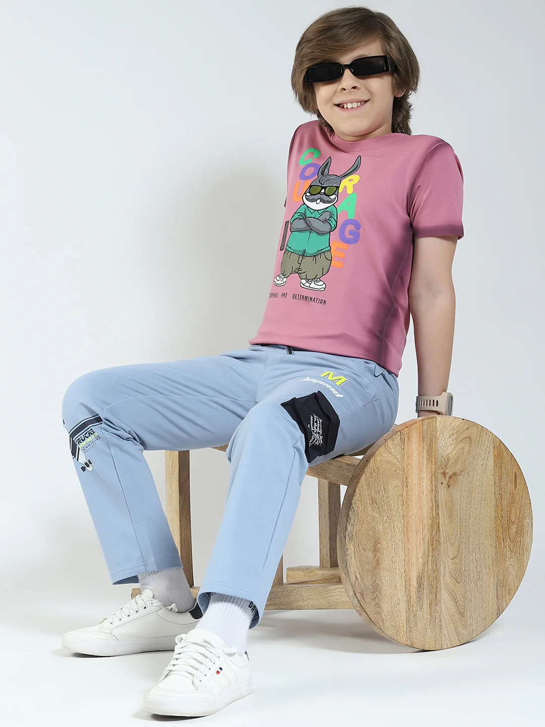 Boys Blue Solid Regular Fit Lower - Image 2