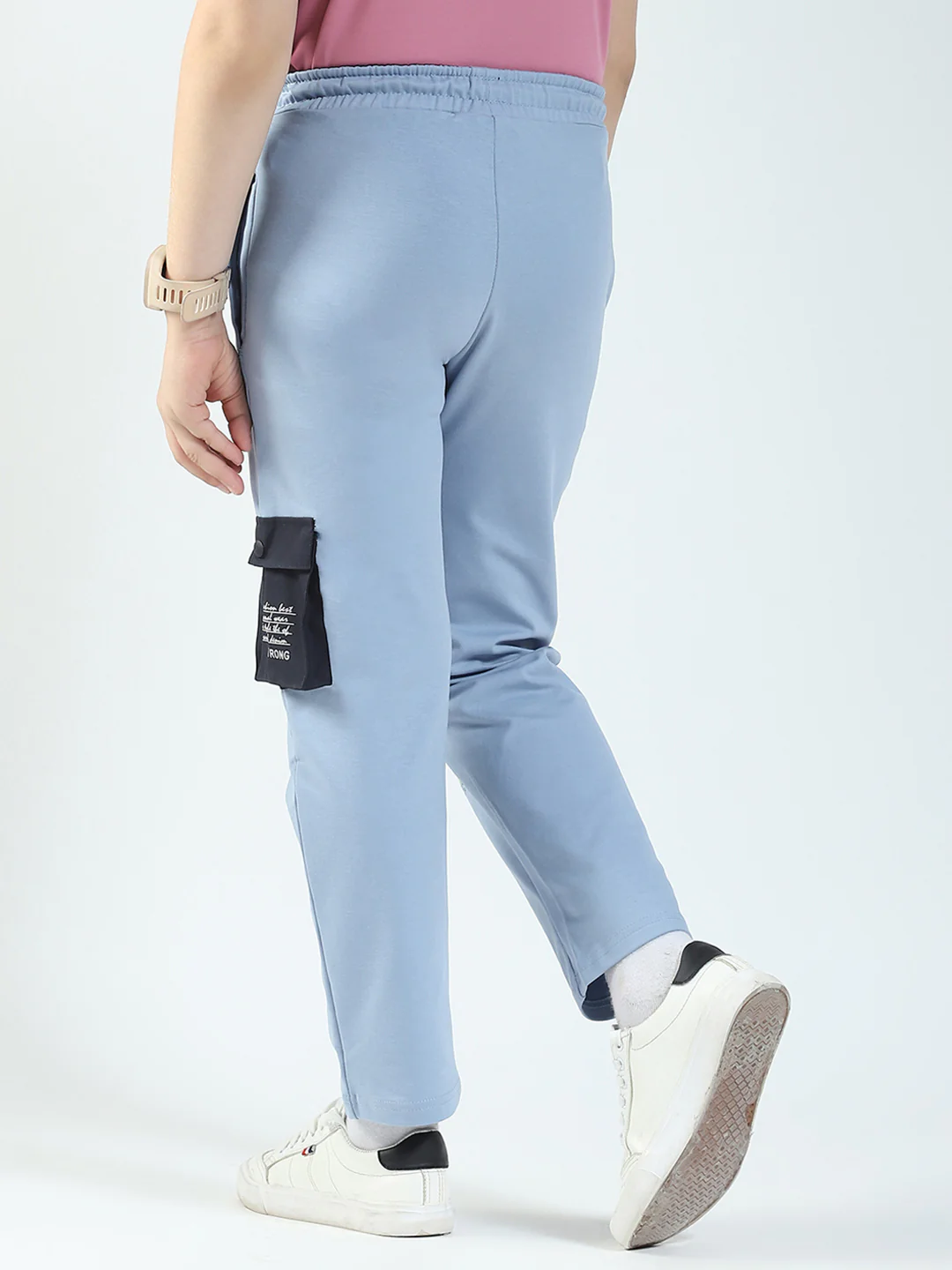 Boys Blue Solid Regular Fit Lower - Image 5
