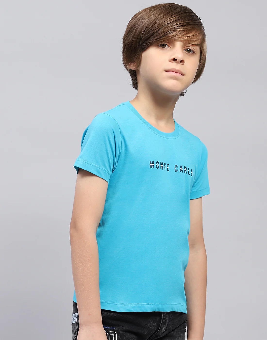 Boys Blue Solid Round Neck Half Sleeve T-Shirt - Image 4