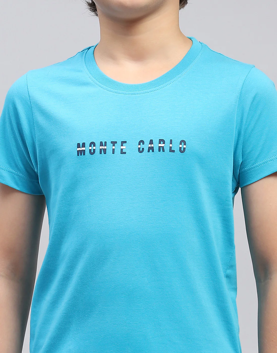 Boys Blue Solid Round Neck Half Sleeve T-Shirt - Image 6
