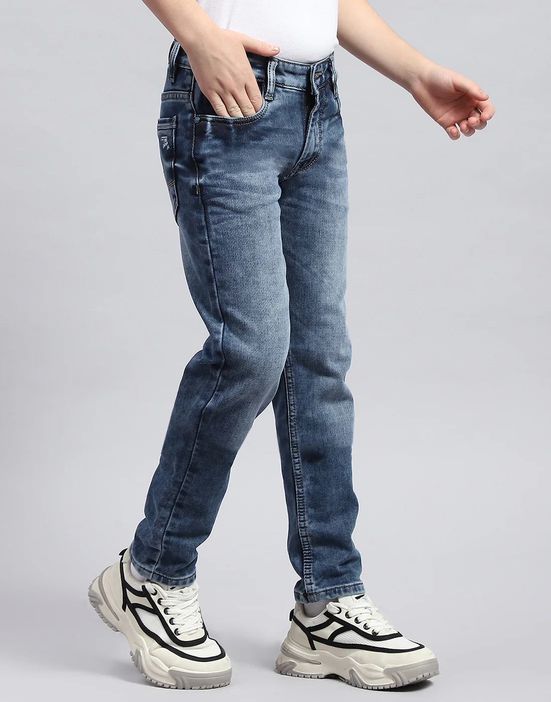 Boys Blue Solid Slim Fit Denim - Image 4