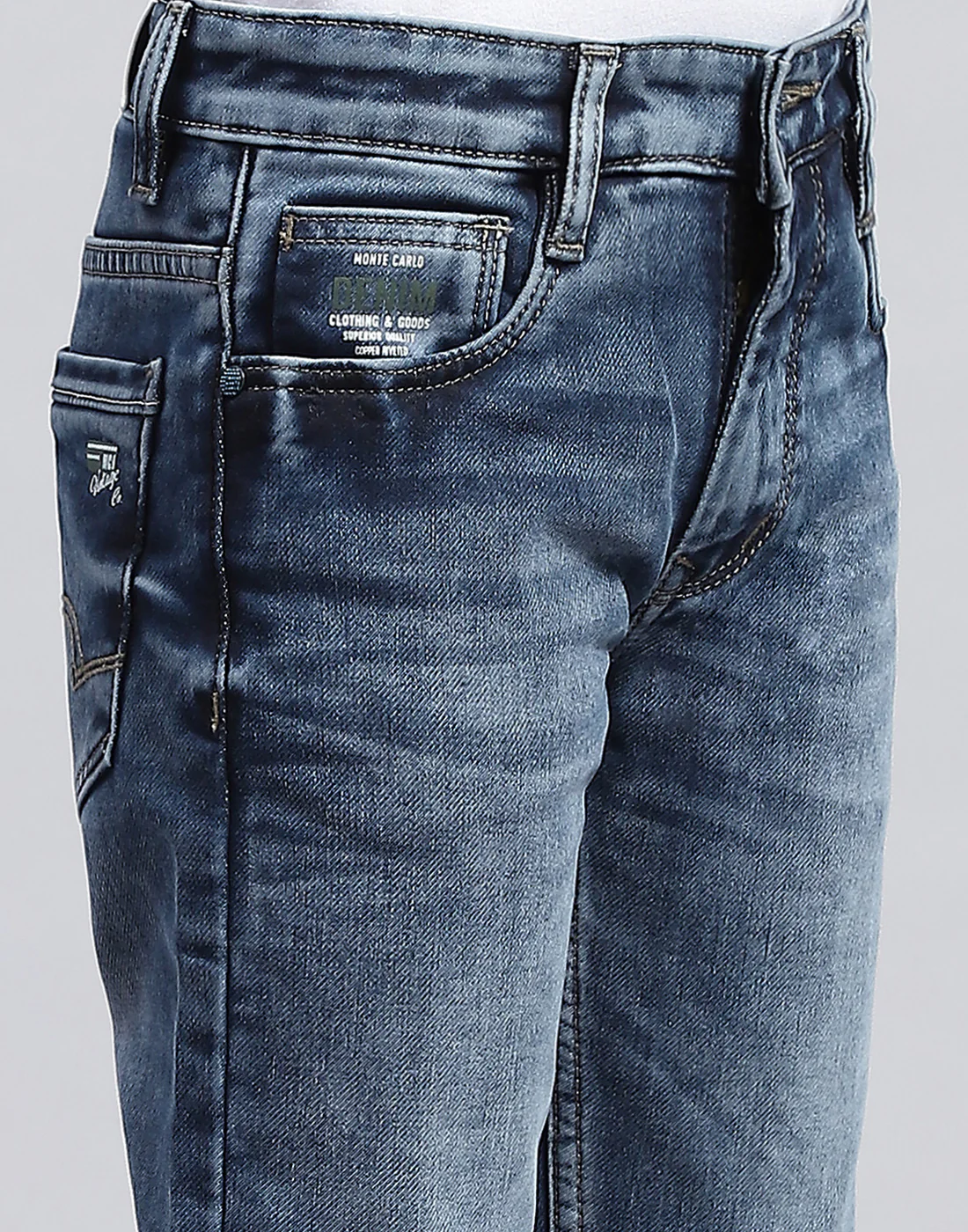 Boys Blue Solid Slim Fit Denim - Image 6