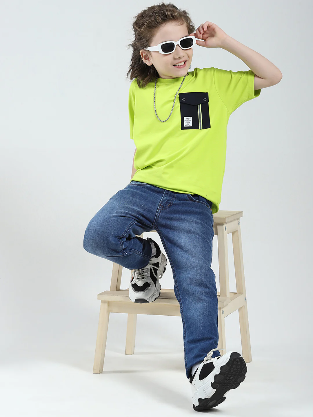 Boys Blue Solid Slim Fit Denim - Image 2