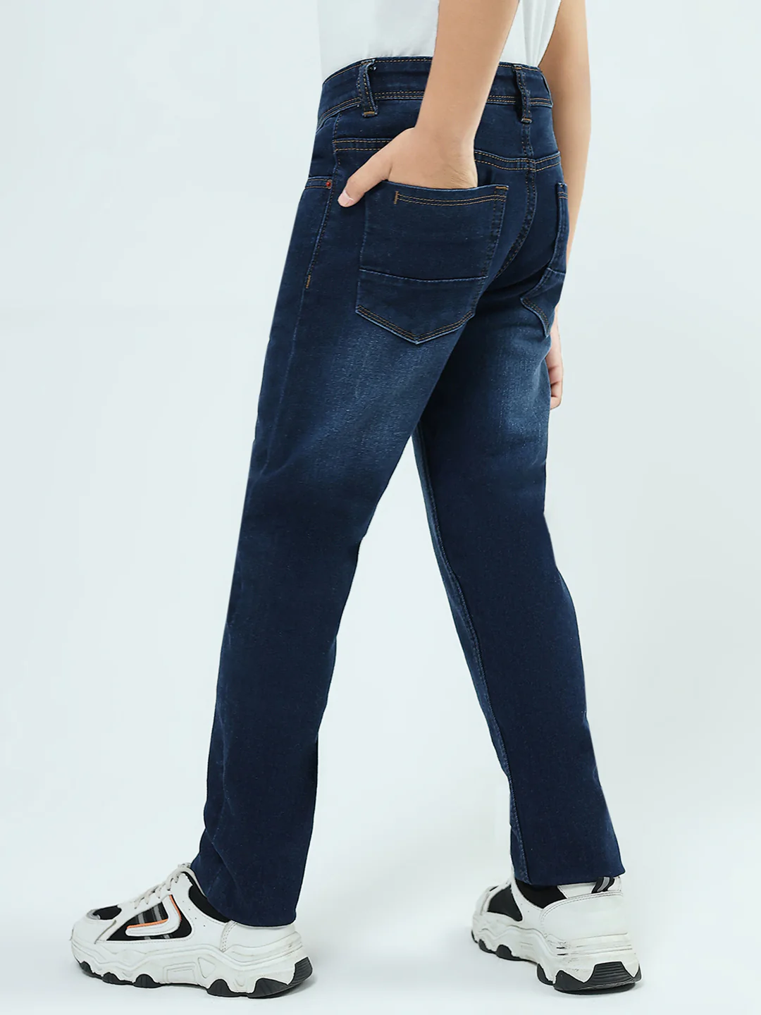 Boys Blue Solid Slim Fit Denim - Image 5