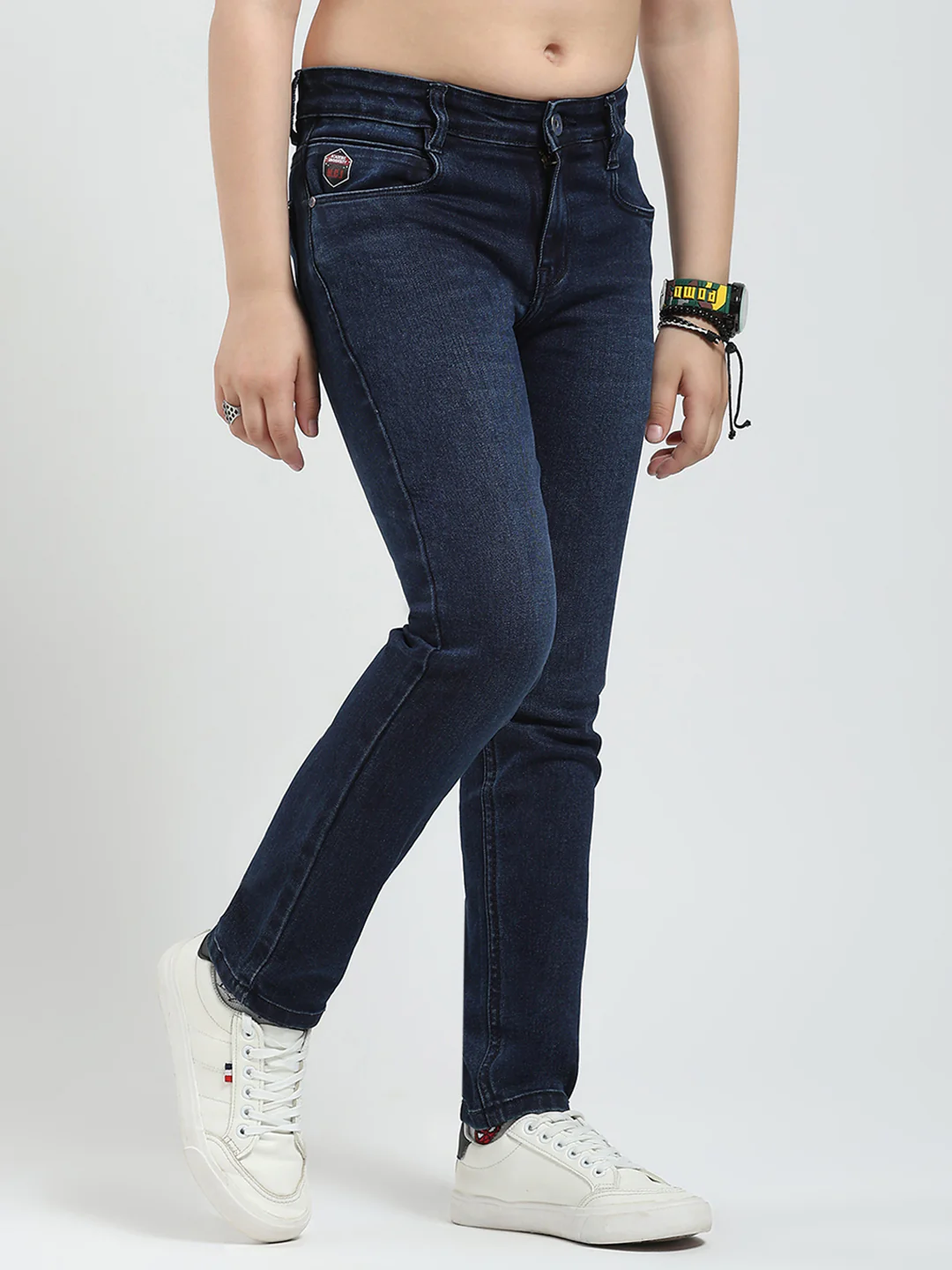 Boys Blue Solid Slim Fit Denim - Image 4