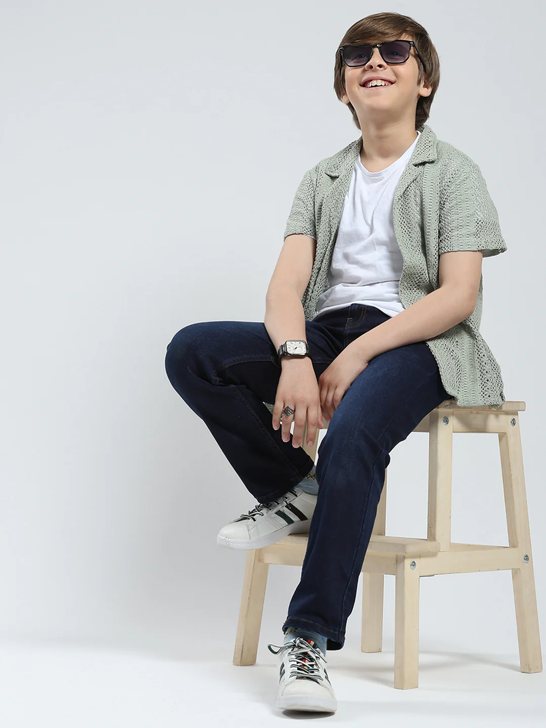 Boys Blue Solid Slim Fit Denim - Image 2