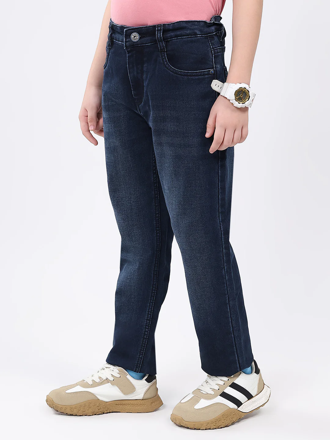 Boys Blue Solid Slim Fit Denim - Image 2