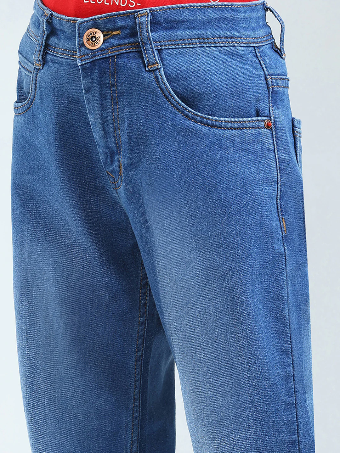 Boys Blue Solid Straight Fit Denim - Image 6