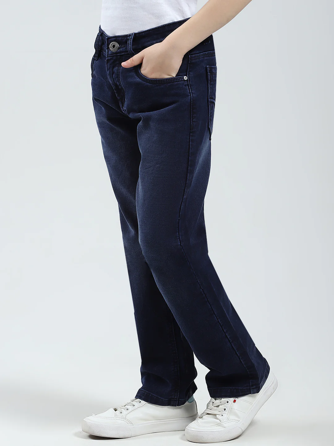 Boys Blue Solid Straight Fit Denim - Image 3