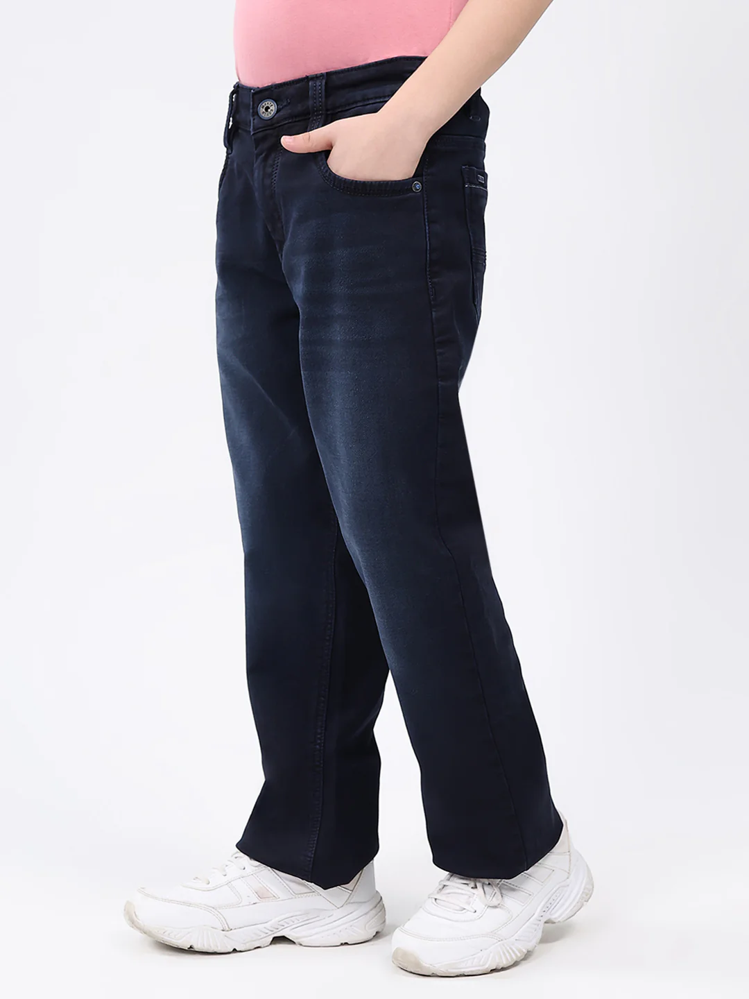 Boys Blue Solid Straight Fit Denim - Image 3