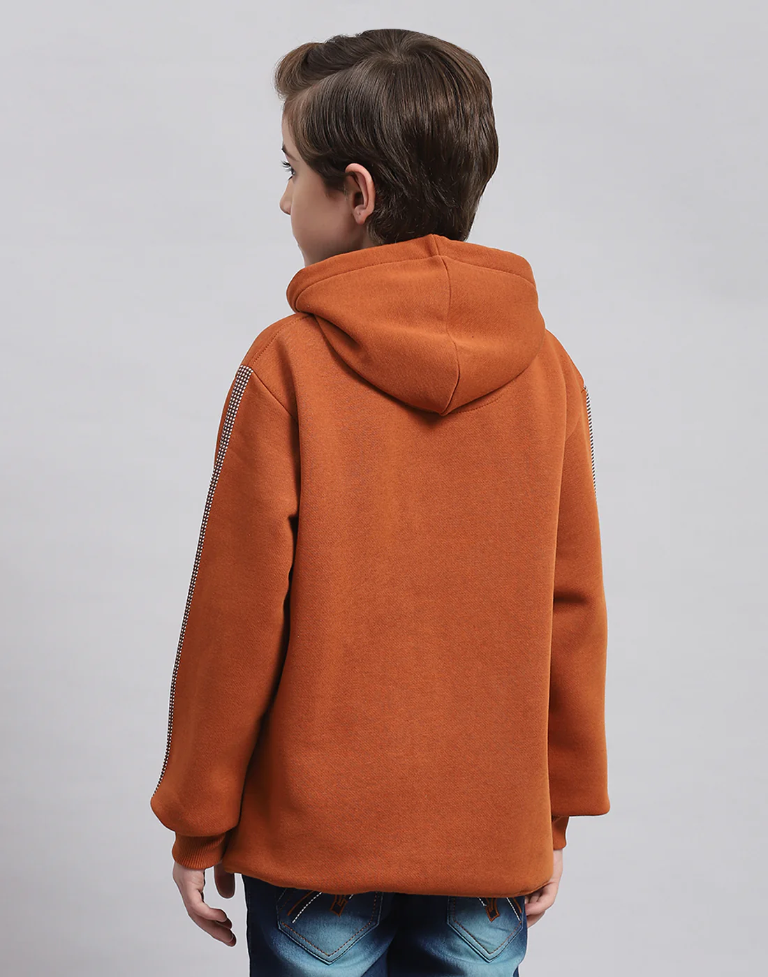 Boys Brown Printed Hooded Full Sleeve Sweatshirt - Image 5