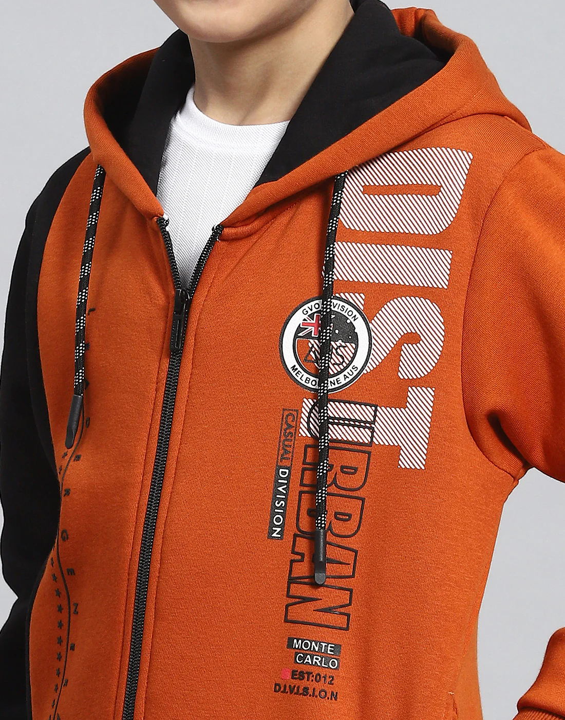 Boys Brown Printed Hooded Full Sleeve Sweatshirt - Image 7