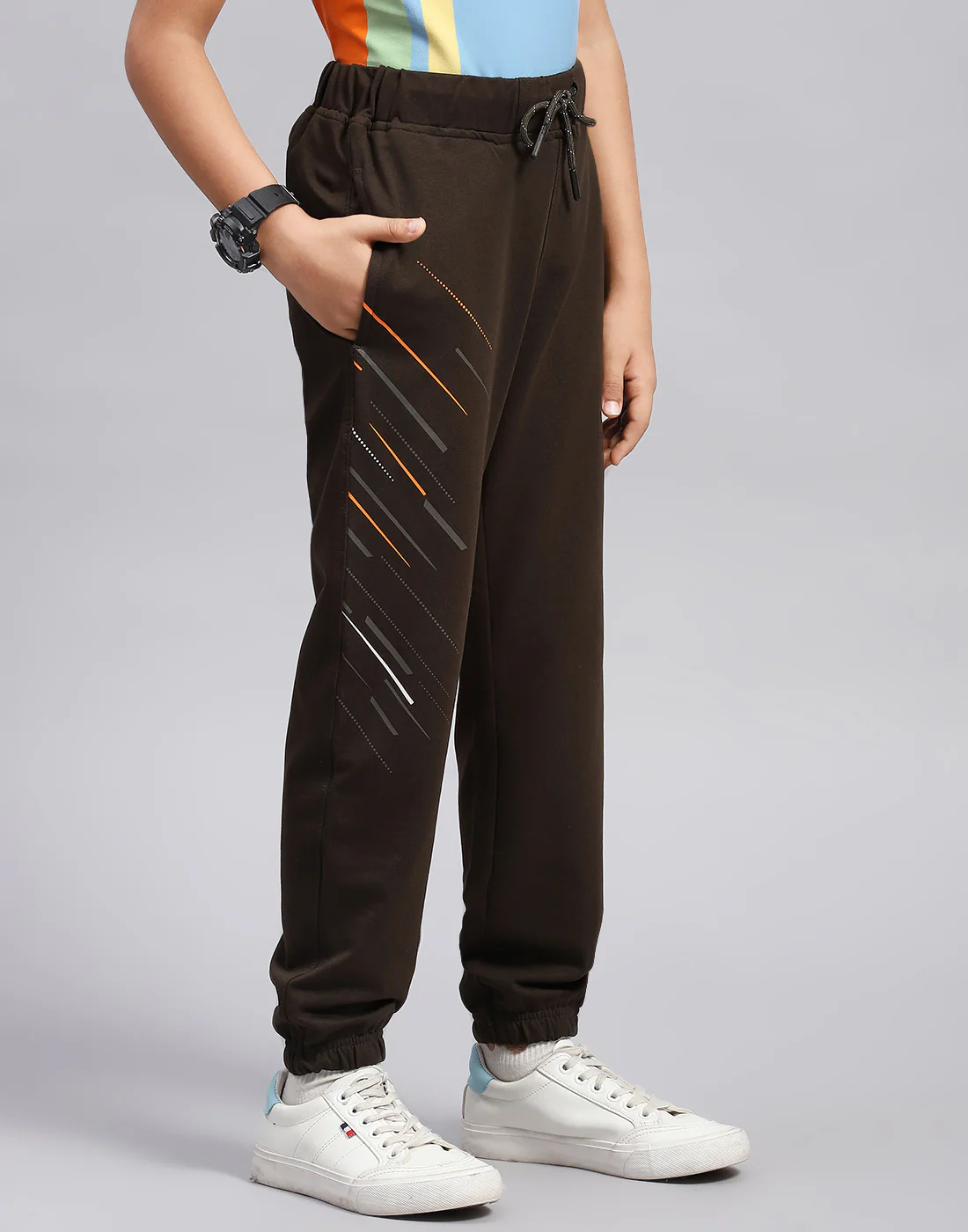 Boys Brown Printed Regular Fit Lower - Image 4