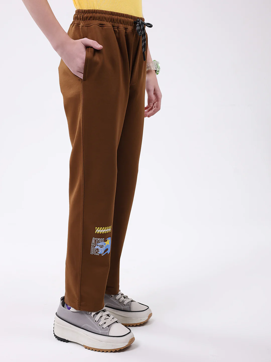 Boys Brown Printed Regular Fit Lower - Image 4