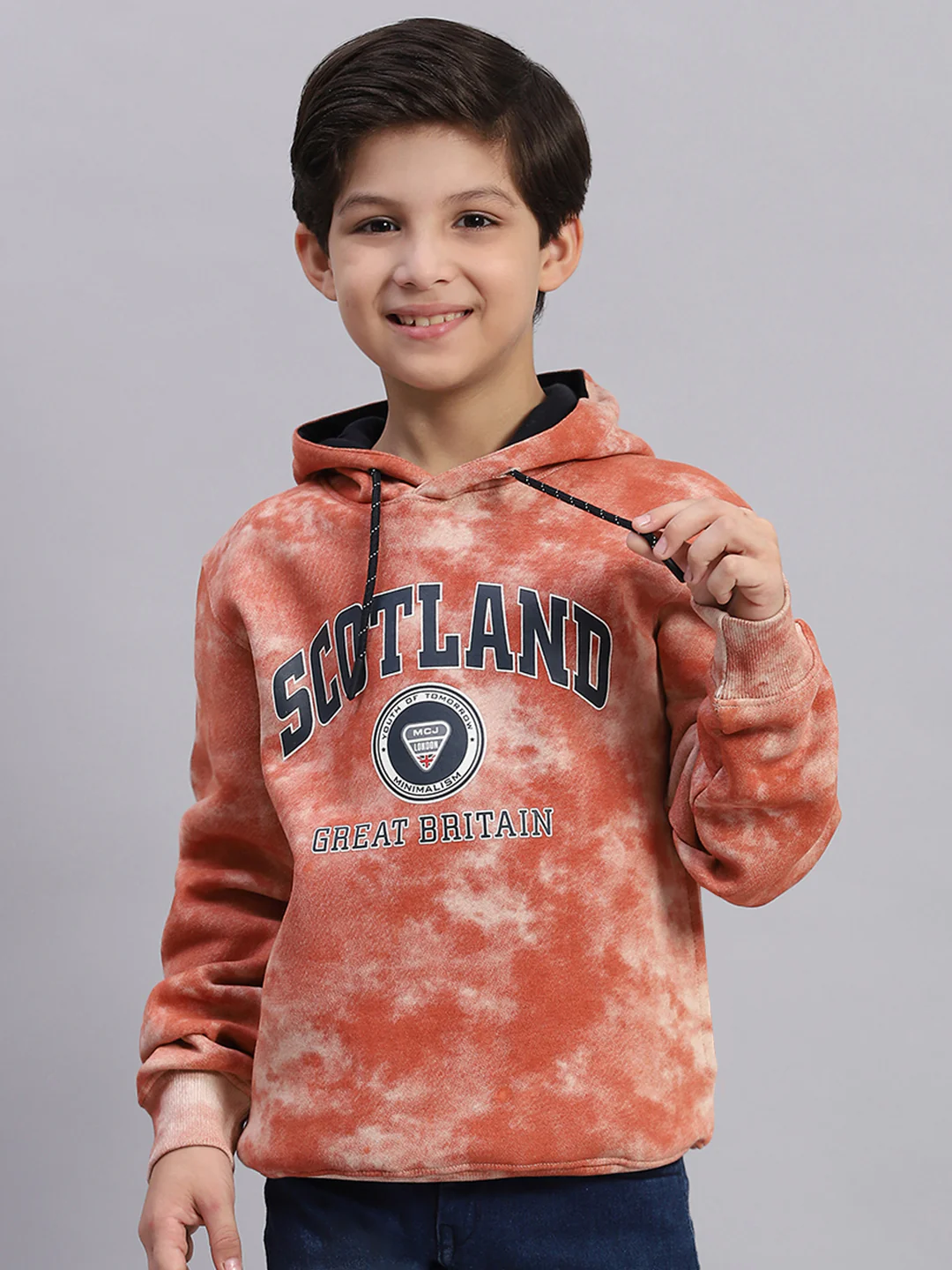 Boys Brown Printed Round Neck Full Sleeve Sweatshirt - Image 2