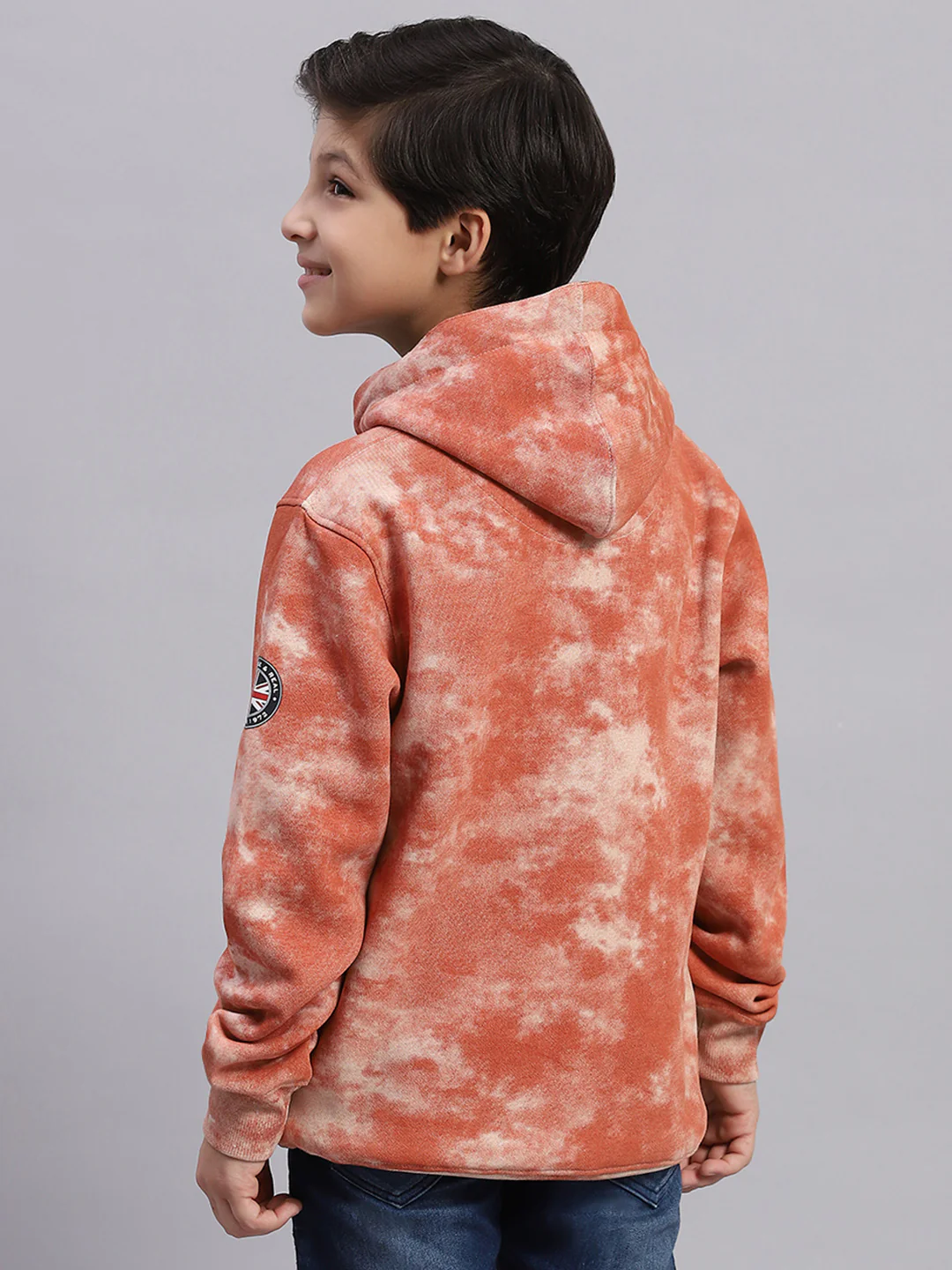 Boys Brown Printed Round Neck Full Sleeve Sweatshirt - Image 5