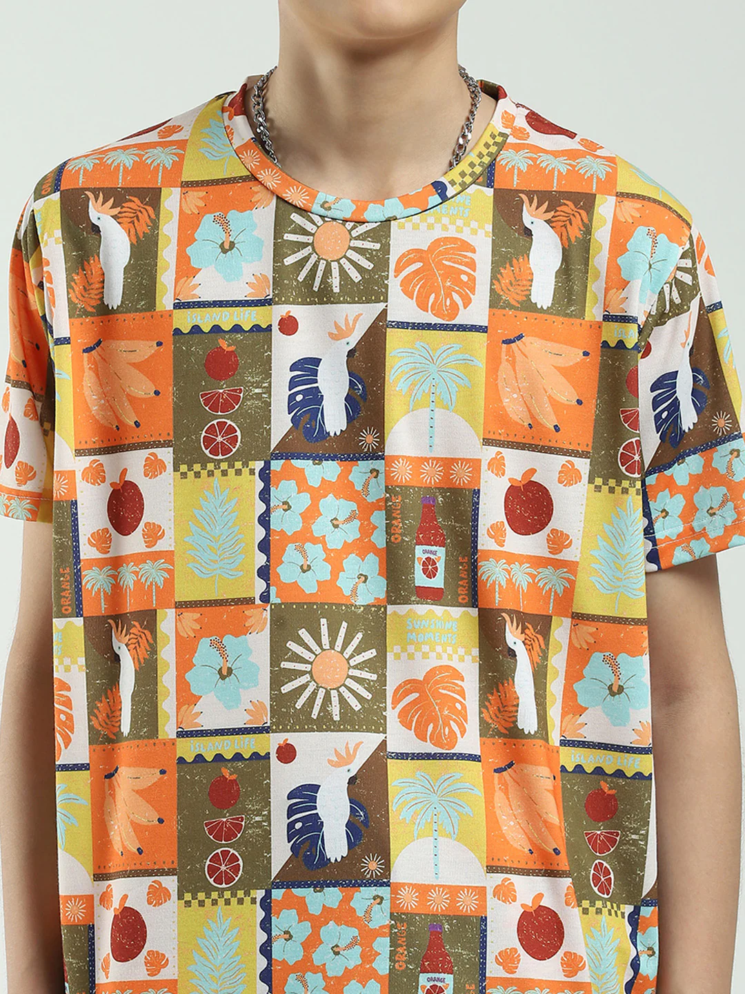 Boys Brown Printed Round Neck Half Sleeve Bermuda Set - Image 8