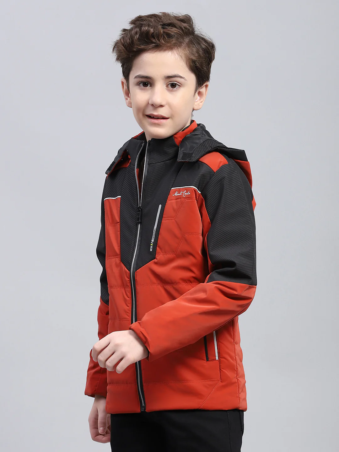 Boys Brown Solid Detachable Hood Full Sleeve Jacket - Image 3