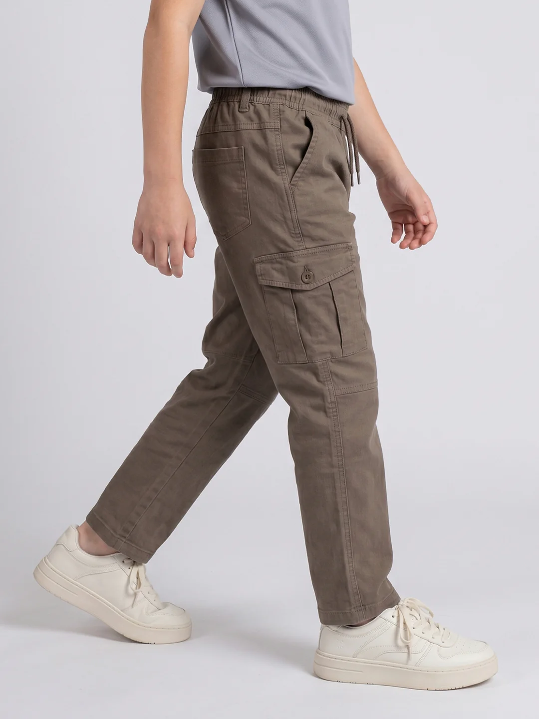 Boys Brown Solid Straight Fit Jogger - Image 3