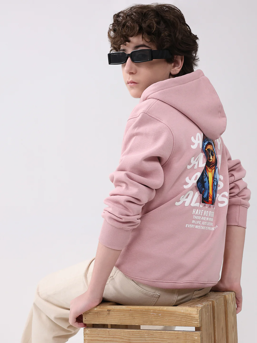 Boys Coral Printed Hooded Full Sleeve Sweatshirt - Image 6